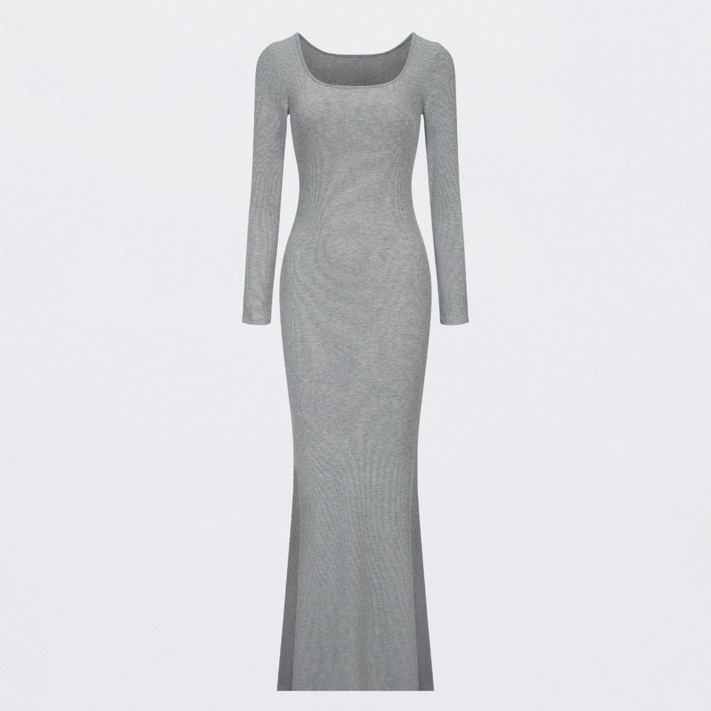 Creamy Fabrics Jerseykleid Ribbed Long Sleeve Maxikleid-Grey Melange-S (1-t günstig online kaufen