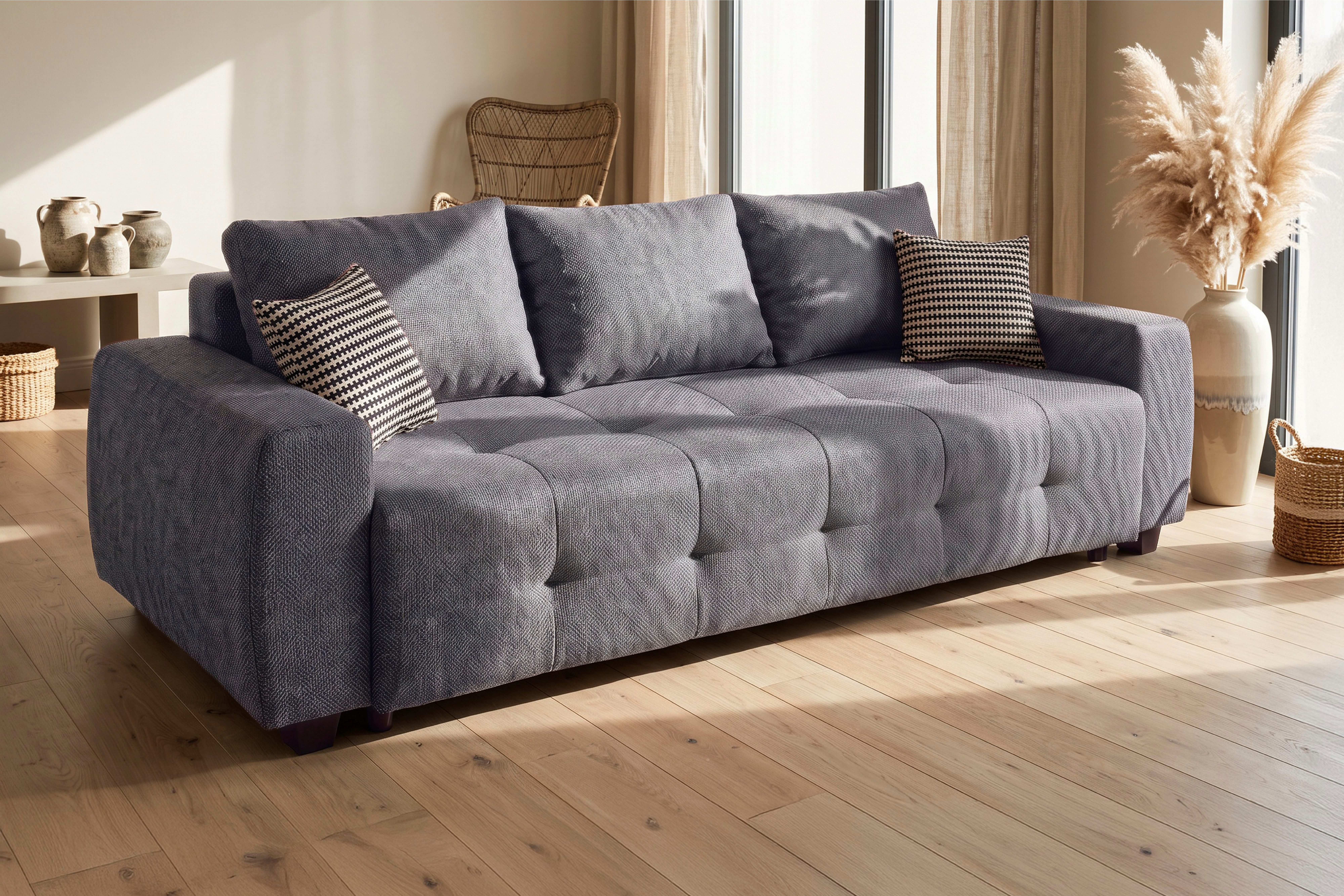 OTTO home Schlafsofa Bella B: 241 cm, Liegefl. 142x194 cm mit Bettkasten & Zierkissen, Schlafcouch mit Gästebett, 2 Zierkissen inklusive, frei stellbar