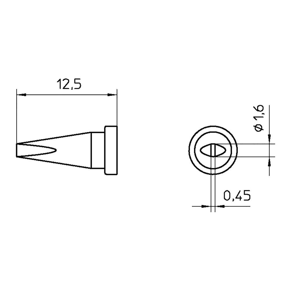 Lötfitting Weller LT ASL Lötspitze Meißelform Spitzen-Größe 0.45 mm Spitzen-Länge