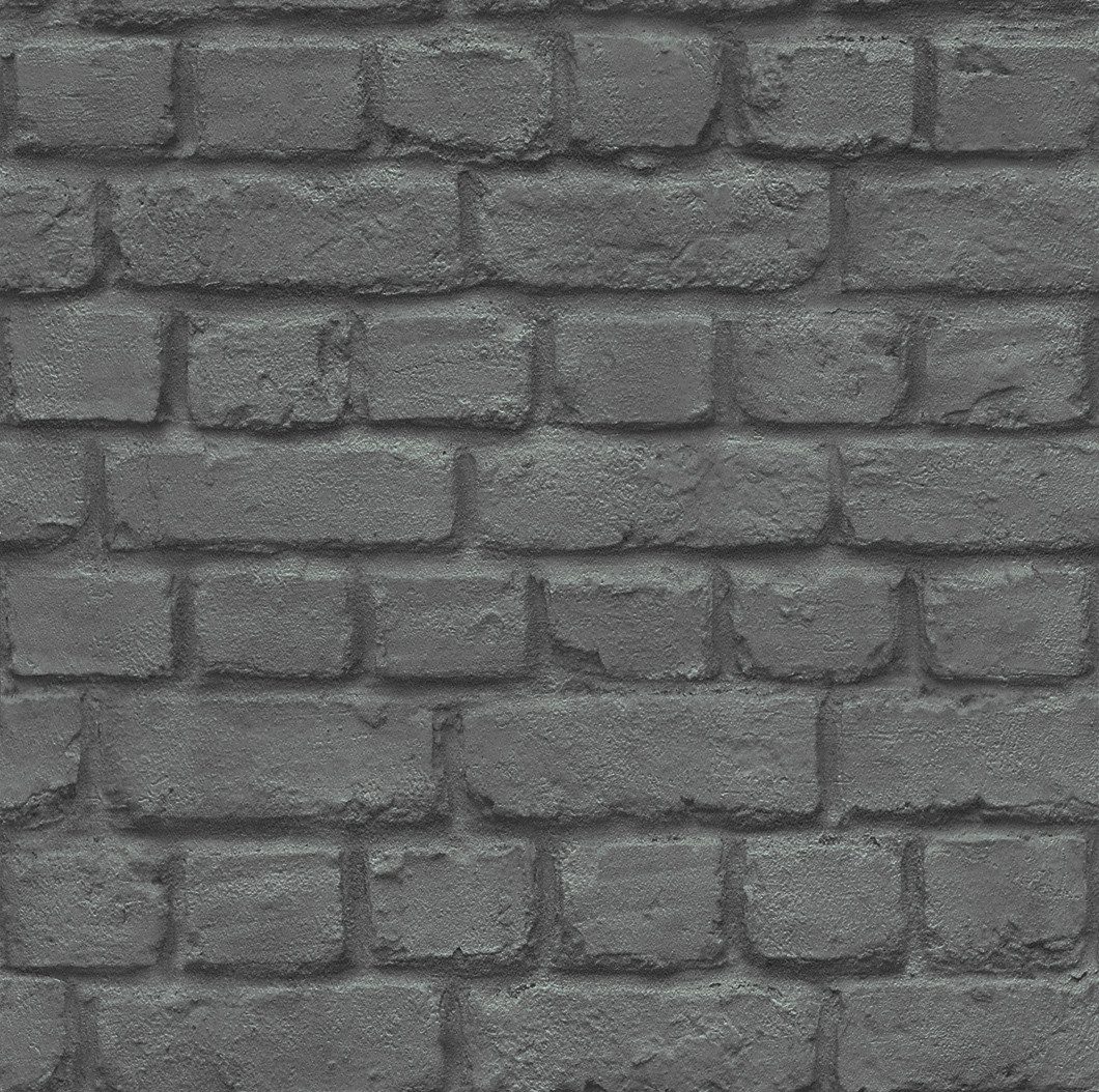 Rasch Papiertapete Steinwand Grau Schwarz, Steinoptik, (1 Rolle, 1 St., 10,05 m x 0,53 m), gute Lichtbeständigkeit, waschbeständig, naß zu entfernen
