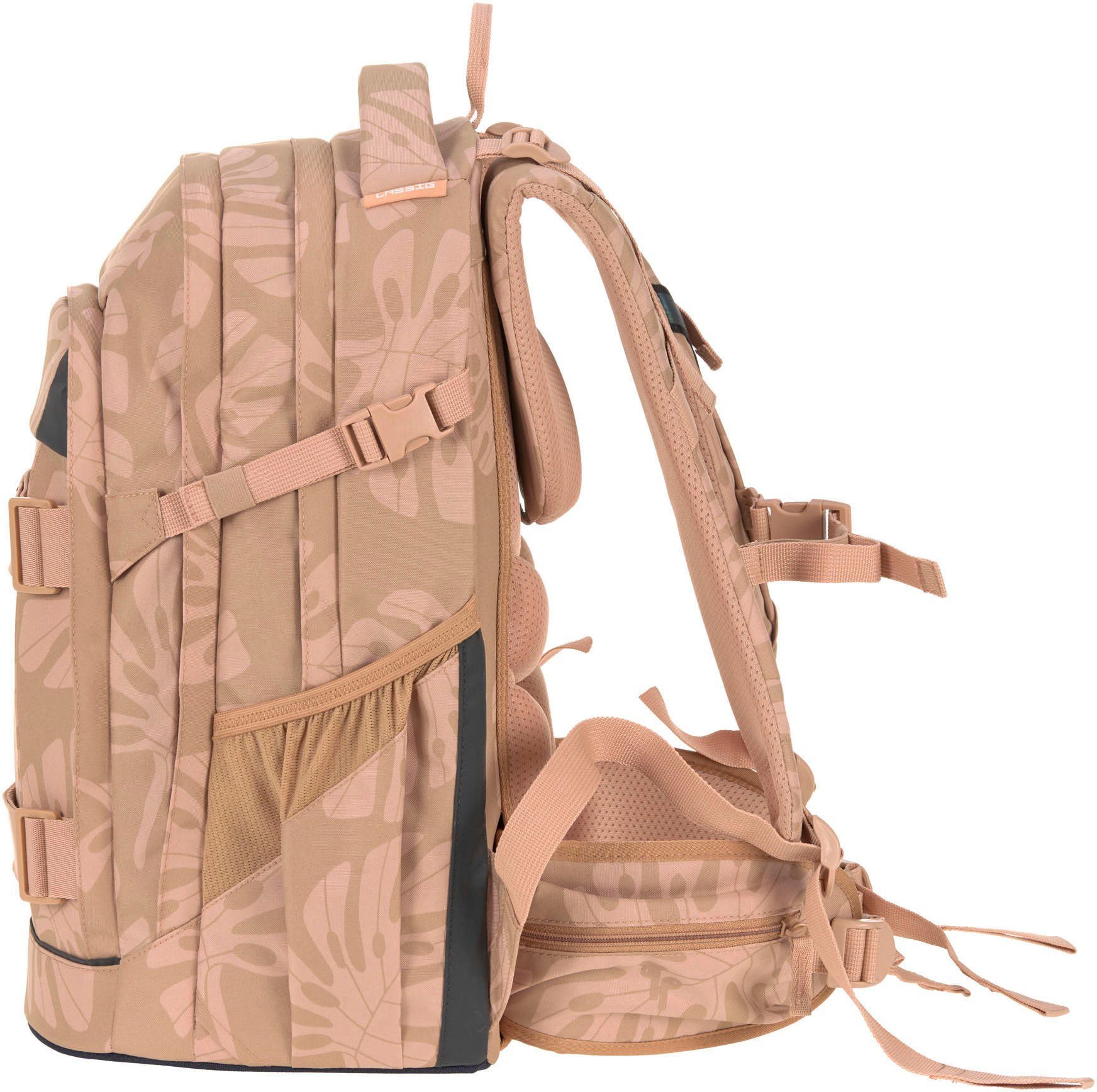 LÄSSIG Schulrucksack Origin Bold, leaves caramel, aus recyceltem Material