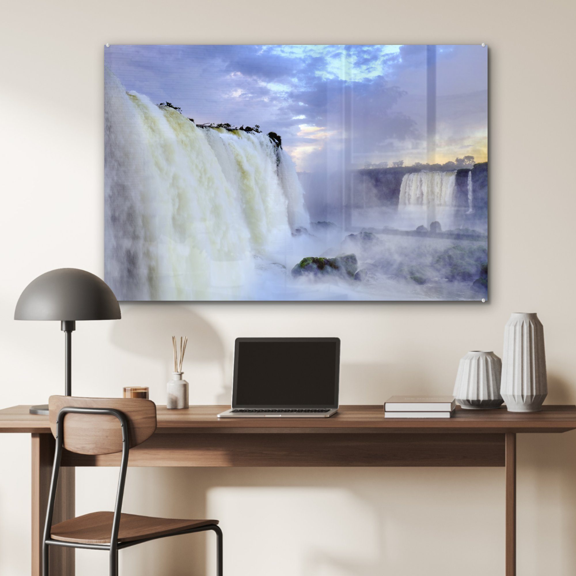 MuchoWow Acrylglasbild (1 & der St), Brasilien, Teufelsschlund Acrylglasbilder in Schlafzimmer Sonnenaufgang Iguazu-Wasserfall Wohnzimmer bei