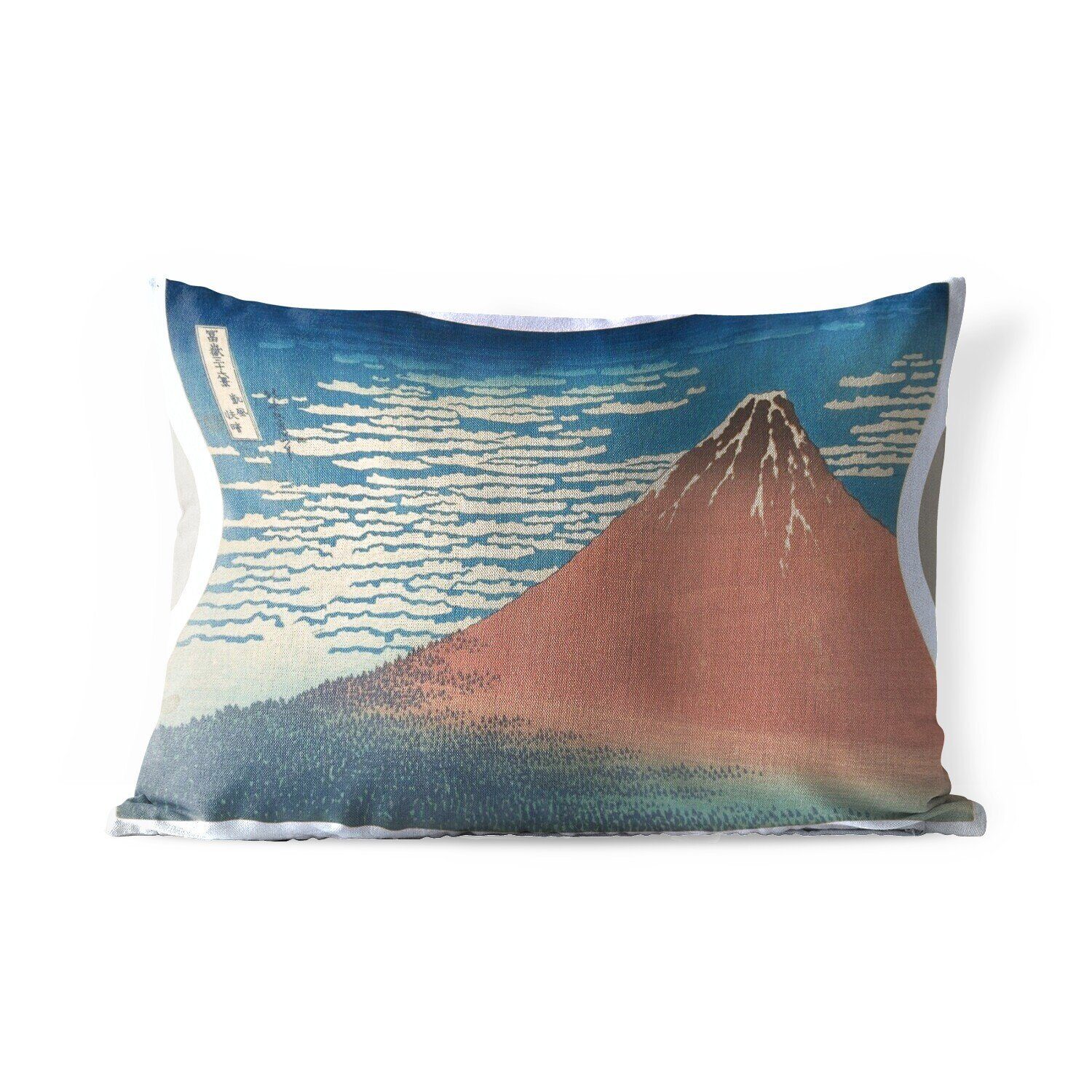 von Outdoor-Dekorationskissen, Der MuchoWow Dekokissen Berg Polyester, Dekokissenbezug, Fuji Hokusai, Kissenhülle Gemälde - Katsushika