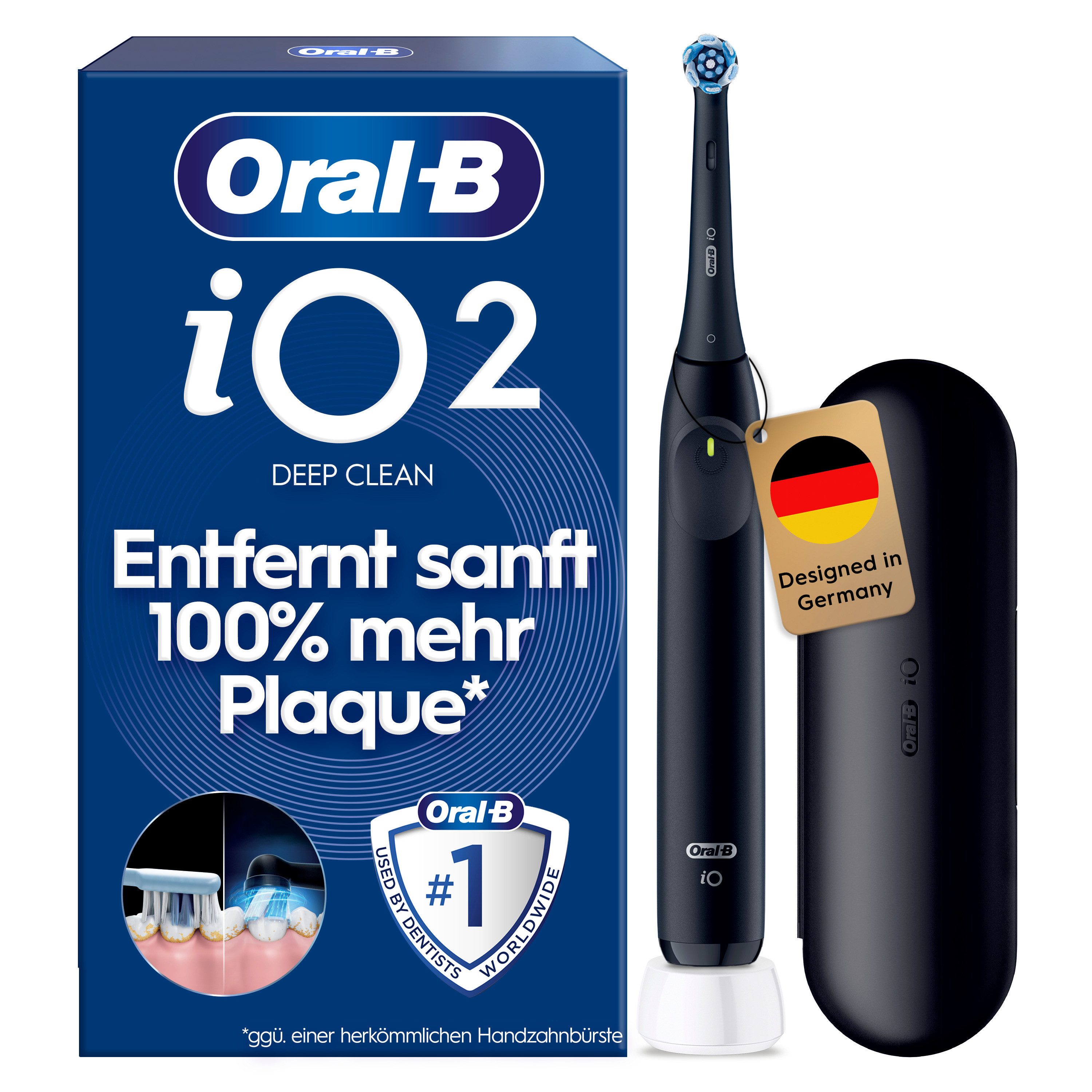 Oral-B Elektrische Zahnbürste iO Series 2, Aufsteckbürsten: 1 St., für die ultimative Reinigung, Reise-Etui