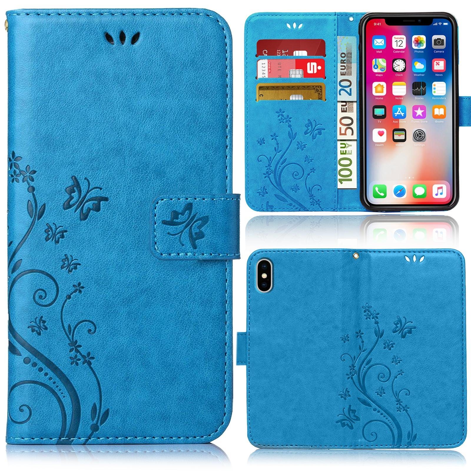 Numerva Handyhülle Bookstyle Flower für Apple iPhone XR, Handy Tasche Schutzhülle Klapphülle Flip Cover mit Blumenmuster