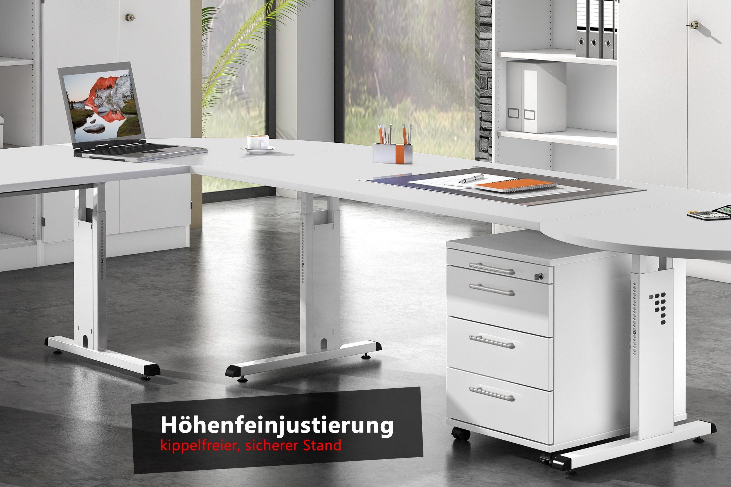 x 160 - Schreibtisch Schreibtisch Serie-O, Gestell: Dekor: 80 - cm Rechteck: bümö Ahorn Weiß