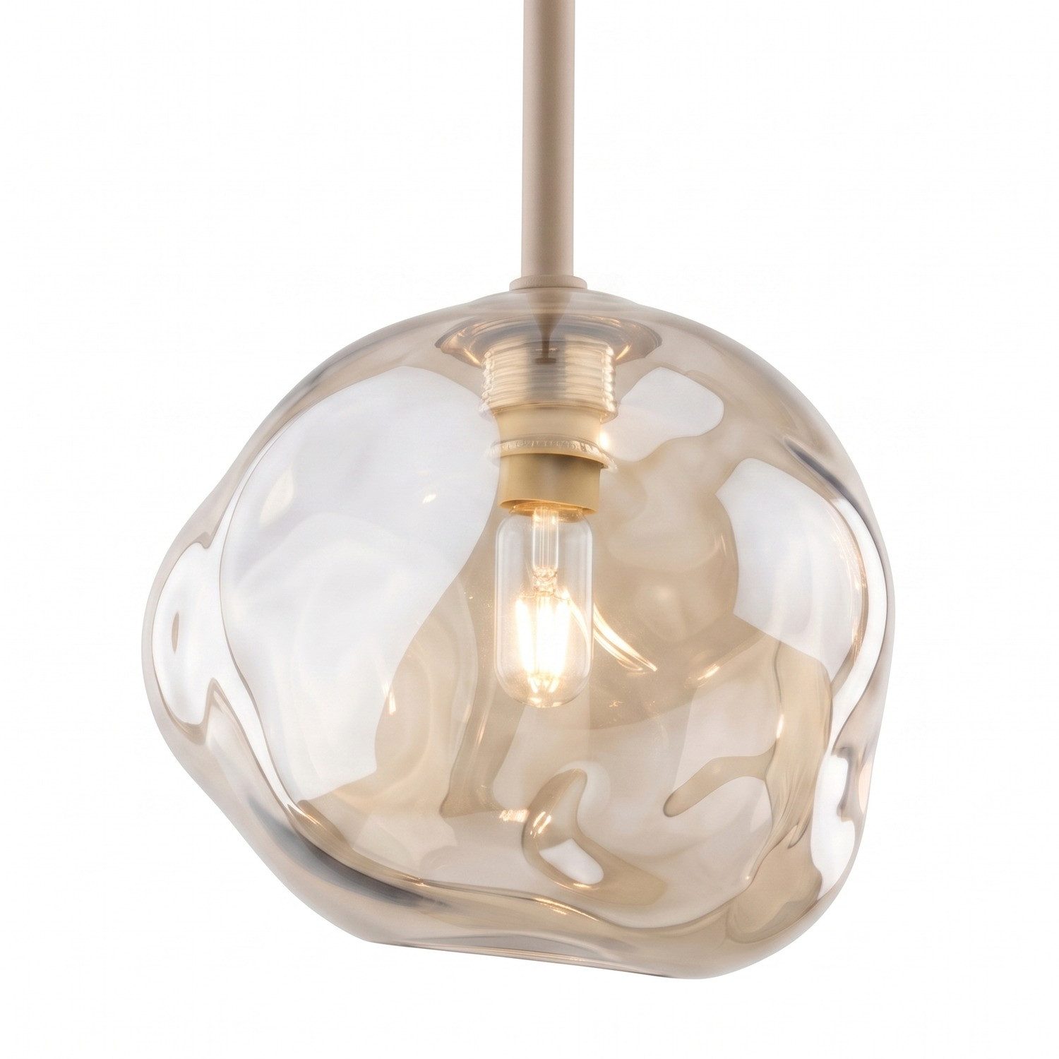 Licht-Erlebnisse Pendelleuchte UMERA, ohne Leuchtmittel, Metall Rauchglas G9 rund D: 15 cm H: max. 150 cm Beige Cognac Modern