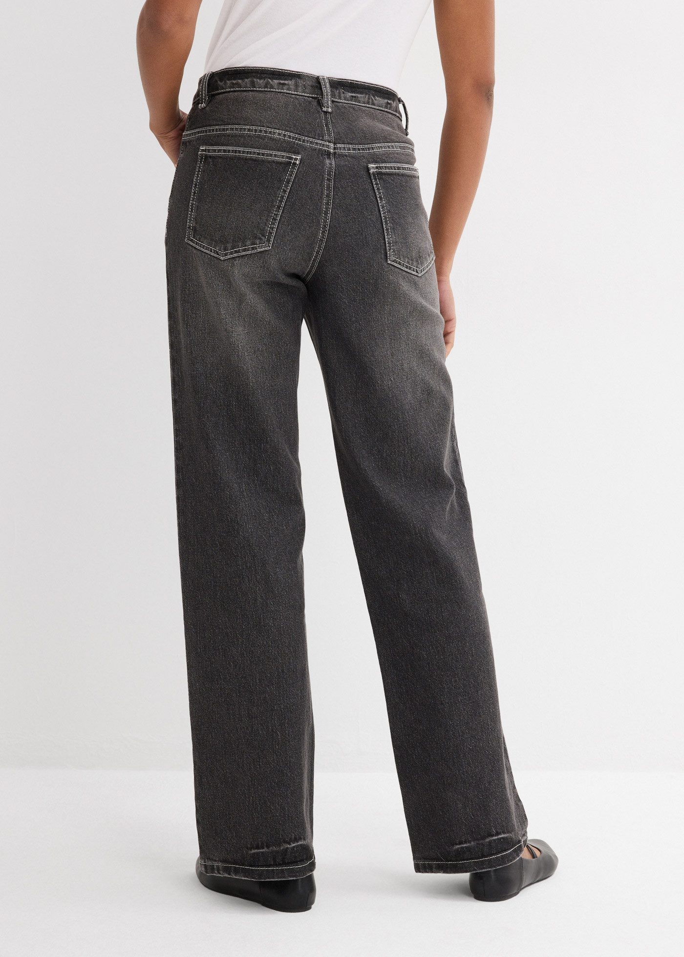 bonprix Weite Jeans loose fit Passform, hoher Bund, aus überwiegend Baumwol günstig online kaufen