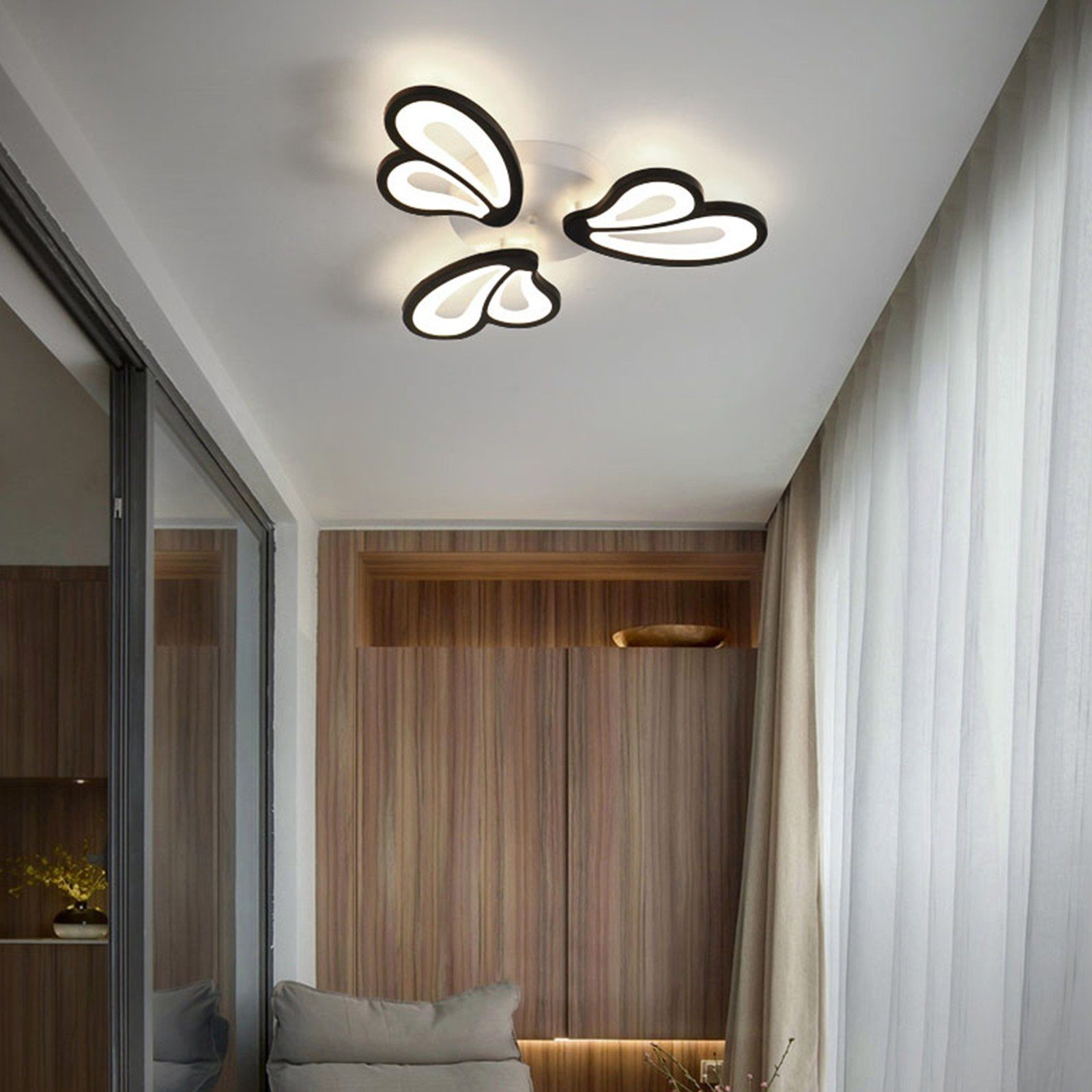 Daskoo Deckenleuchten 21W/36W/64W integriert, Fernbedienung Deckenleuchte Deckenlampe Schwarz LED Wohnzimmer, LED Moderne fest Warmweiß/Neutralweiß/Kaltweiß, mit LED