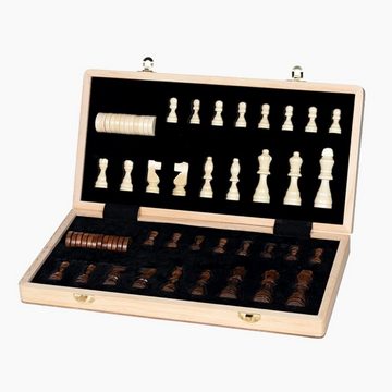 goki Spielesammlung, strategiespiel, familienspiel Schach/Dame Spiel 2in1, magnetisch, für Turnier und unterwegs