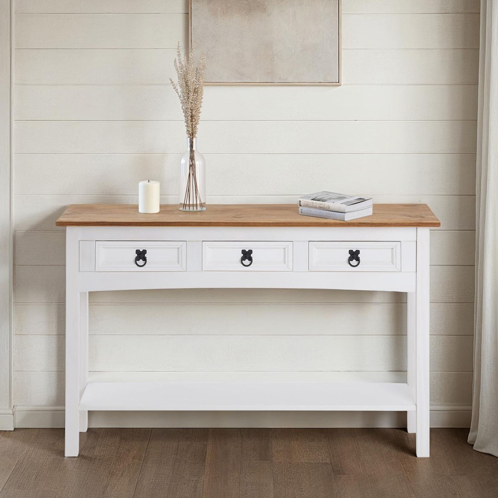 CARO-Möbel Konsolentisch CAMPO, Konsolentisch Schreibtisch Landhaus Stil Be günstig online kaufen