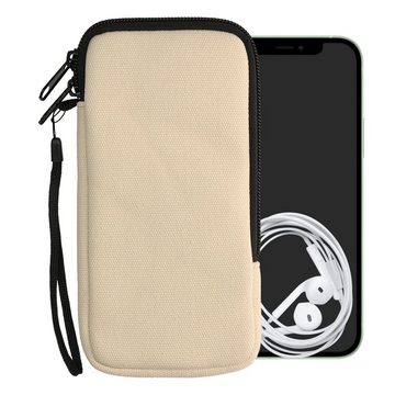 kwmobile Handyhülle Handy Tasche für Smartphones XXL - 7" Hülle, Canvas Handyhülle mit Mikrofaser Inlay in Creme