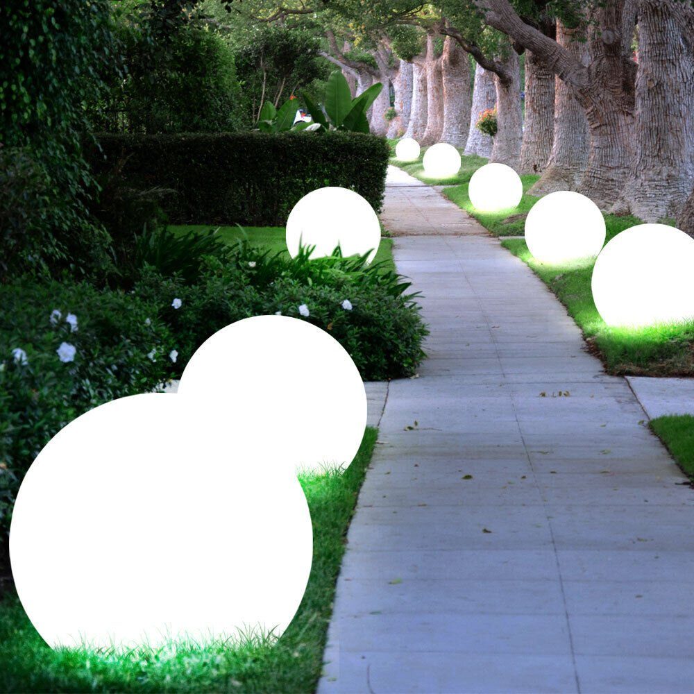 Grundstück fest LED Set Erdspieß Steck verbaut, Außen Gartenleuchte, Kugel Solar LED-Leuchtmittel Lampen etc-shop LED 5er