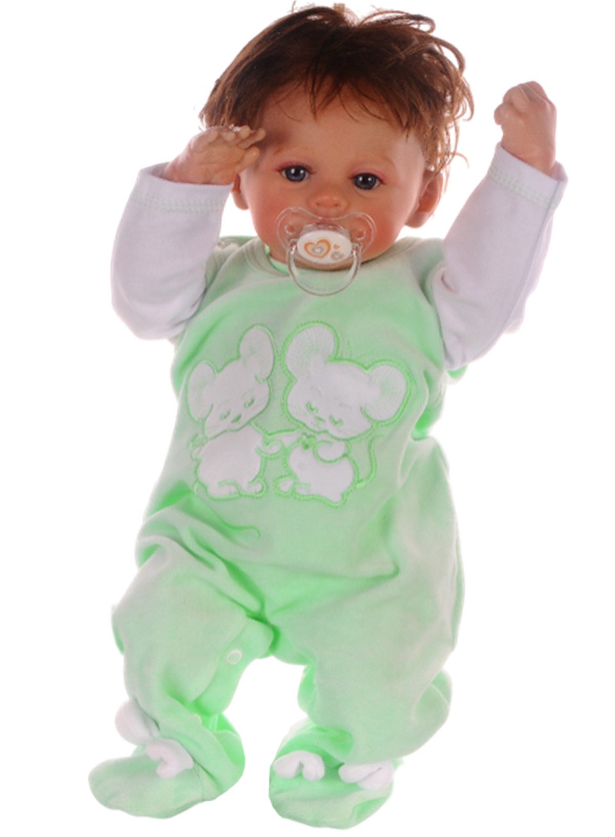 Strampler Strampler aus Velours und Langarmshirt Baby Anzug in Grün