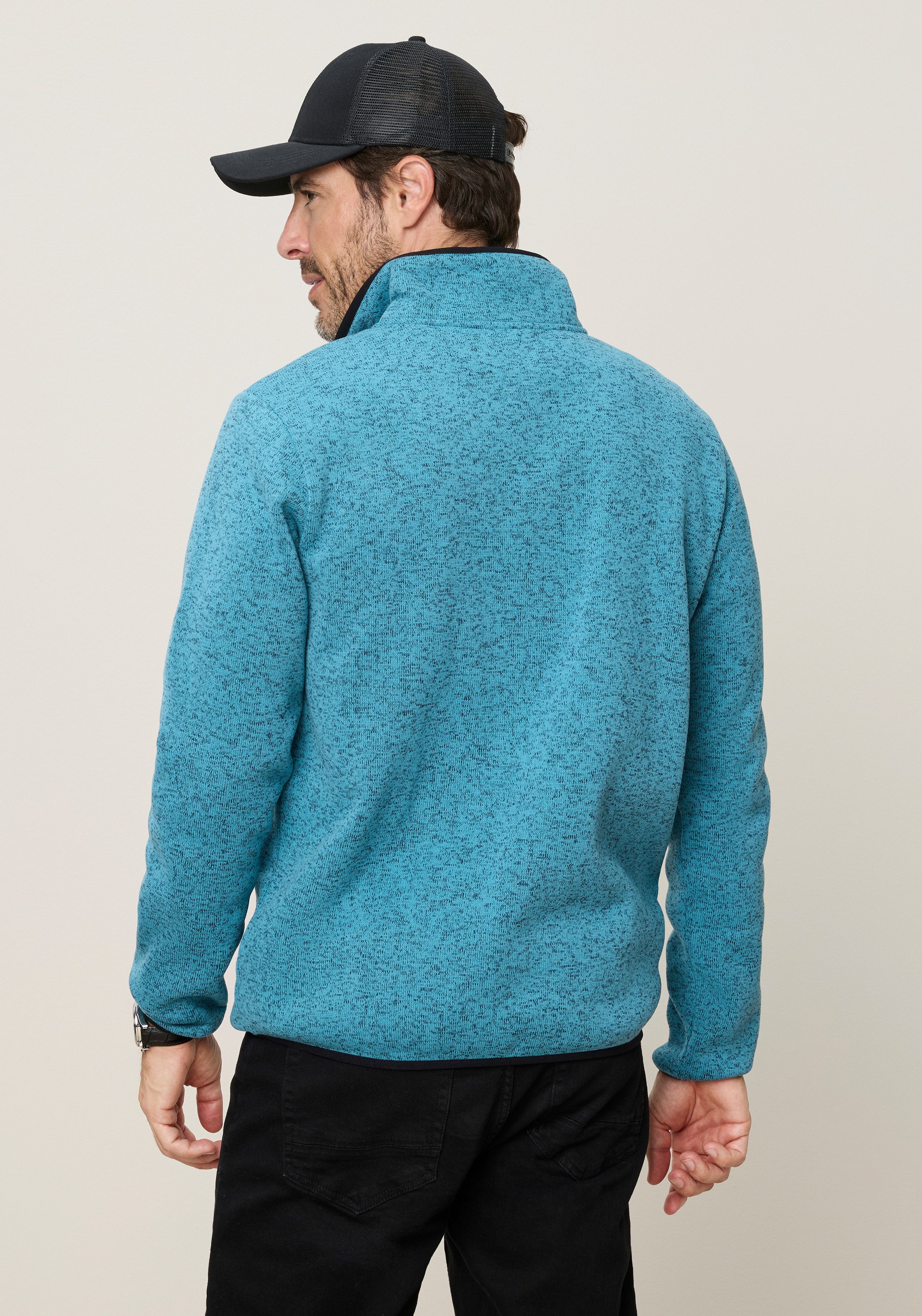Man's World Fleecepullover mit hoch geschlossenem Ausschnitt, melierte Optik, sportlicher Stil – Bild 2 von 5