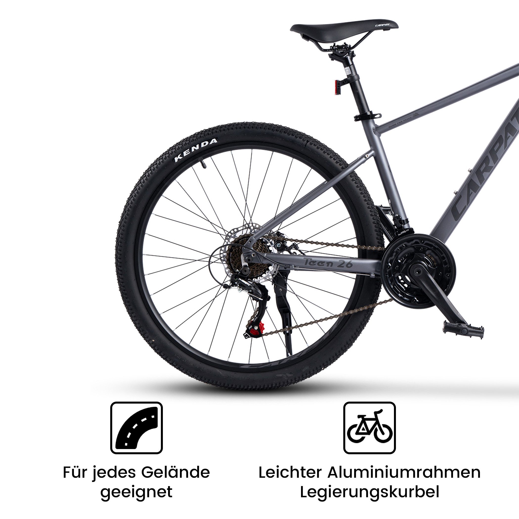 CARPAT SPORT Mountainbike 24 26 27.5 Zoll Fahrrad für Herren Damen, Mädchen und Jungen, 21 Gang Shimano Tourney Schaltwerk, Kettenschaltung, Aluminium Rahmen, Jugendfahrrad MTB Hardtail Fahrrad