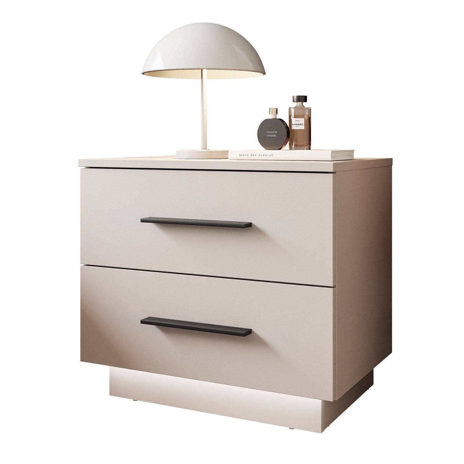 Lookway Nachttisch LINA Kaschmir II mit LED Beleuchtung, Breite 55 cm