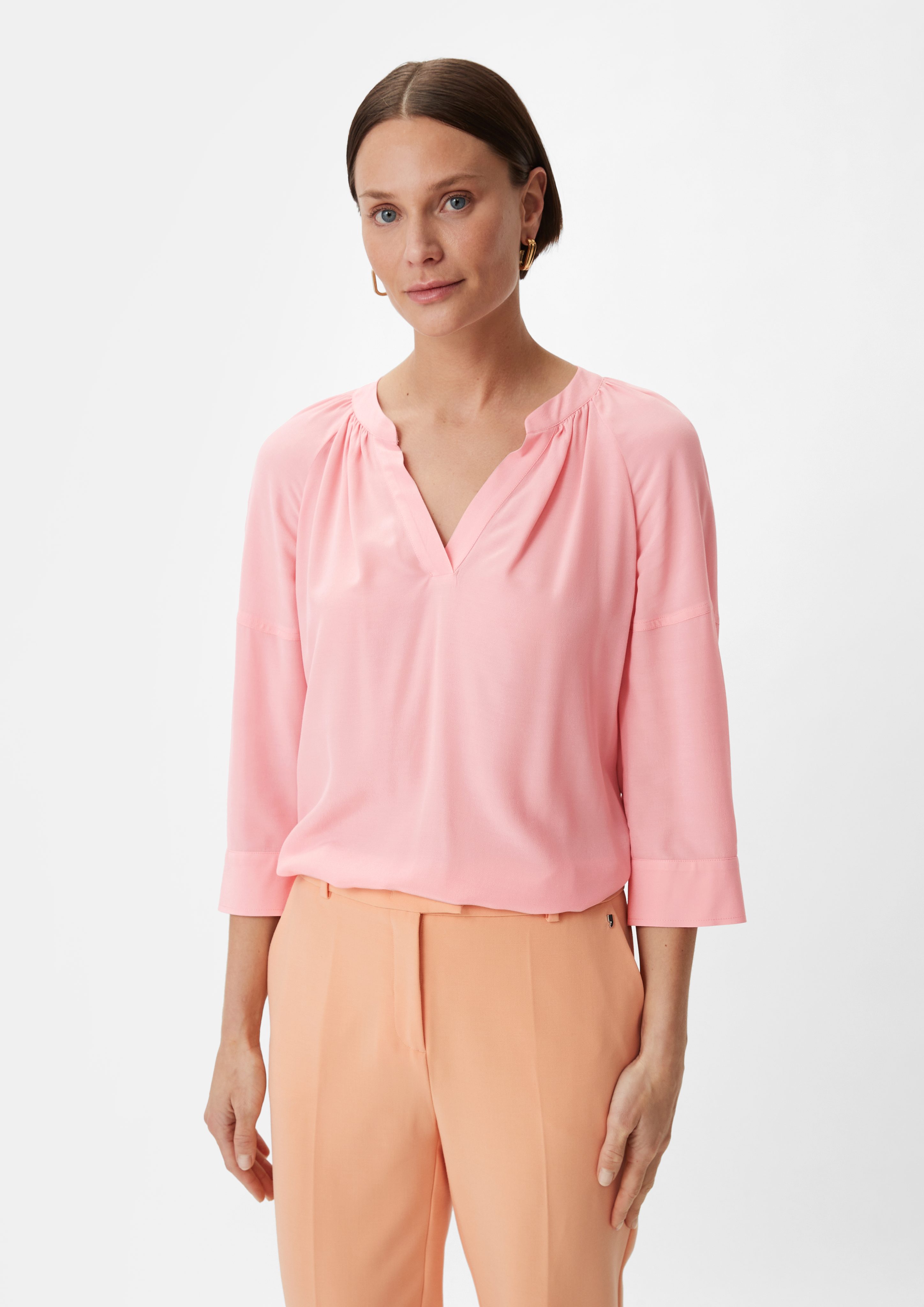 Comma 3/4-Arm-Shirt Bluse aus Crêpe Raffung günstig online kaufen