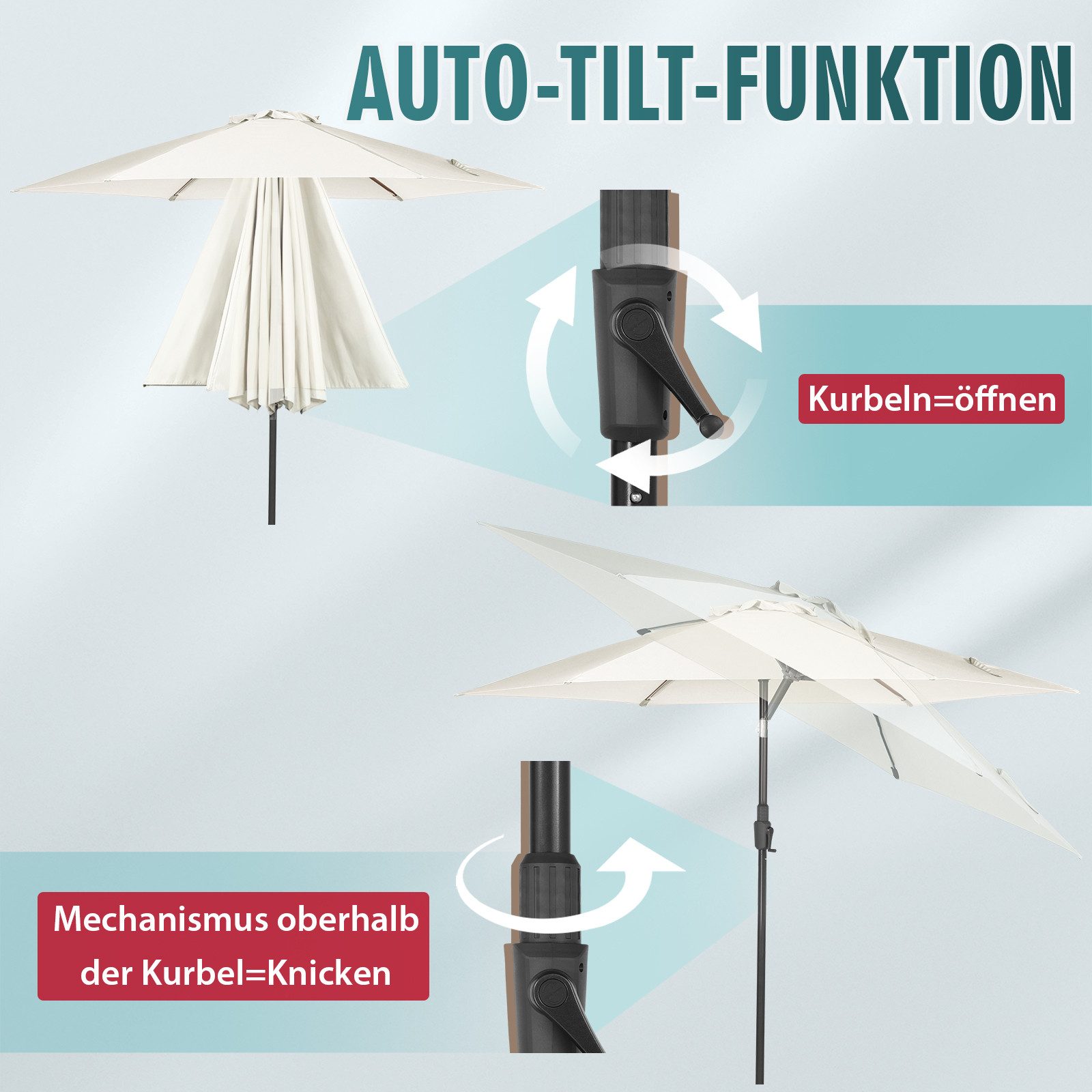 Sekey Sonnenschirm Gartenschirm mit Kurbel ∅ günstig online kaufen
