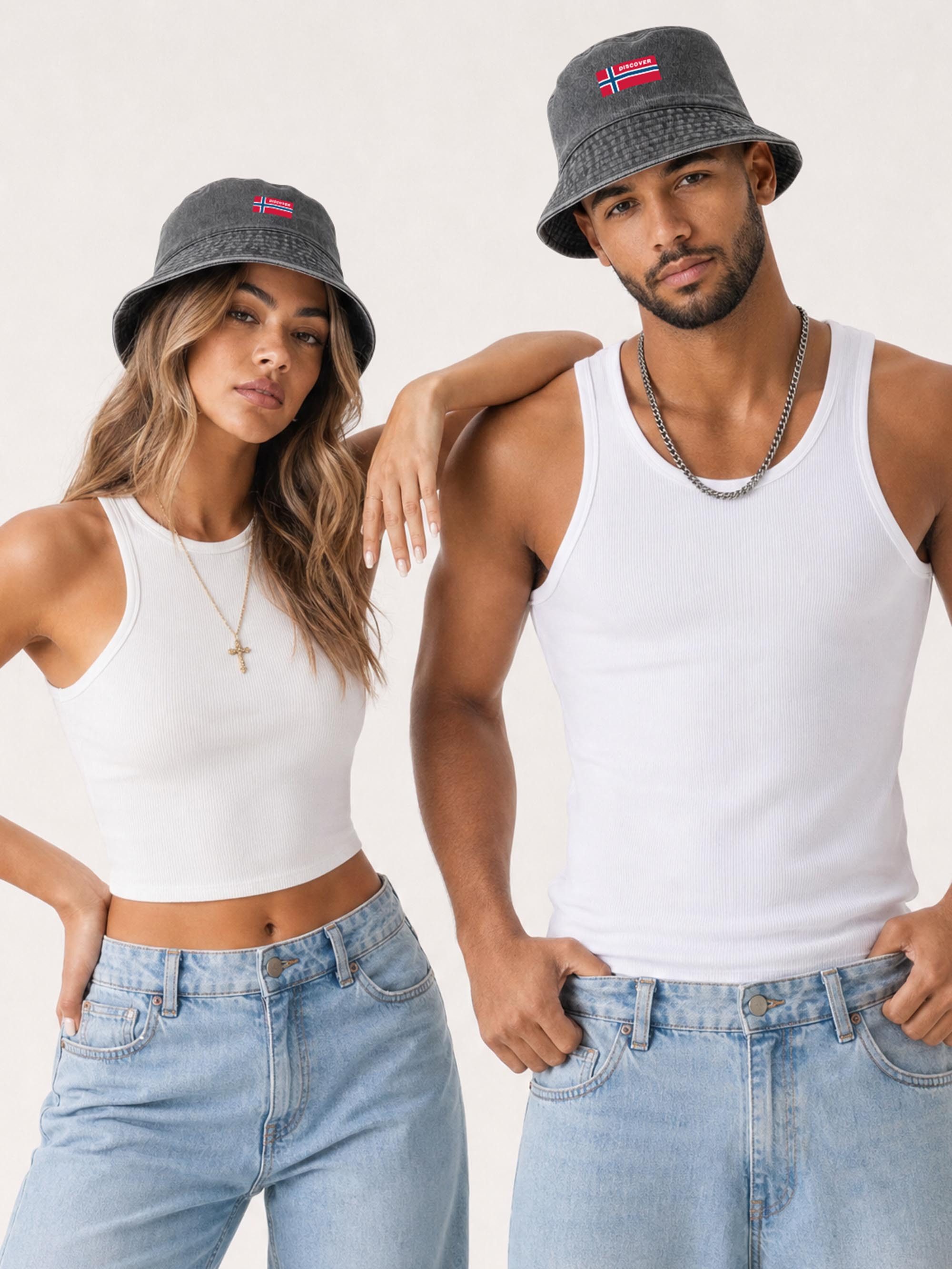 Neverless Fischerhut Anglerhut mit Print Discover Baumwolle Bucket Hat Herren Damen – Bild 5 von 5