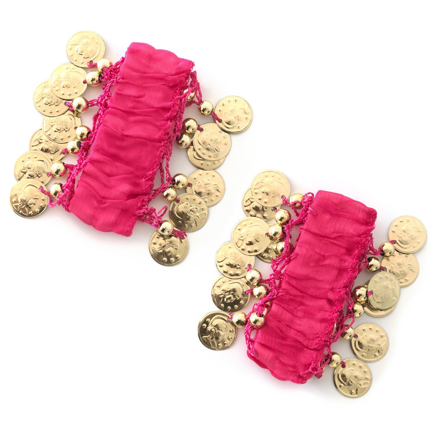 MyBeautyworld24 Armband Belly Dance Handkette (Paar) Fasching Armbänder pink