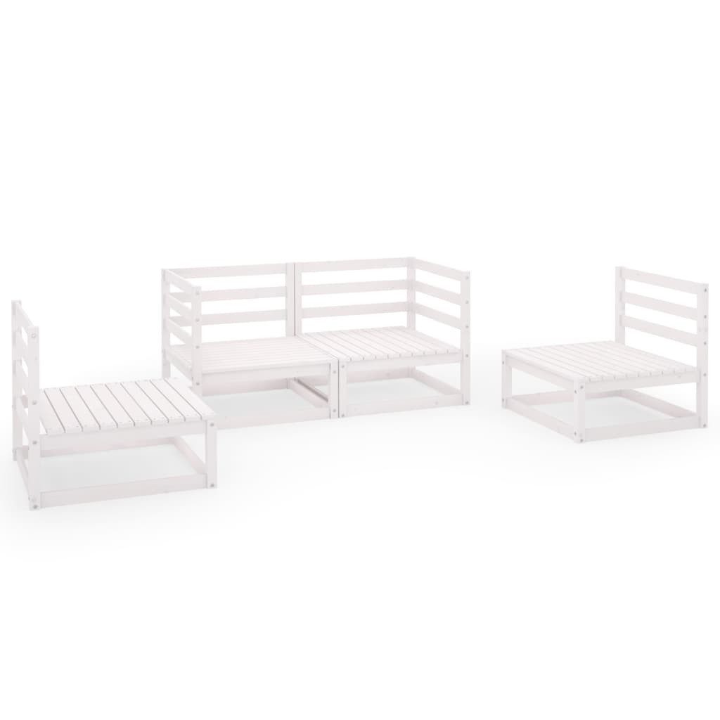 vidaXL Gartenlounge-Set 4-tlg. Garten-Lounge-Set Weiß Massivholz Kiefer, (1-tlg)