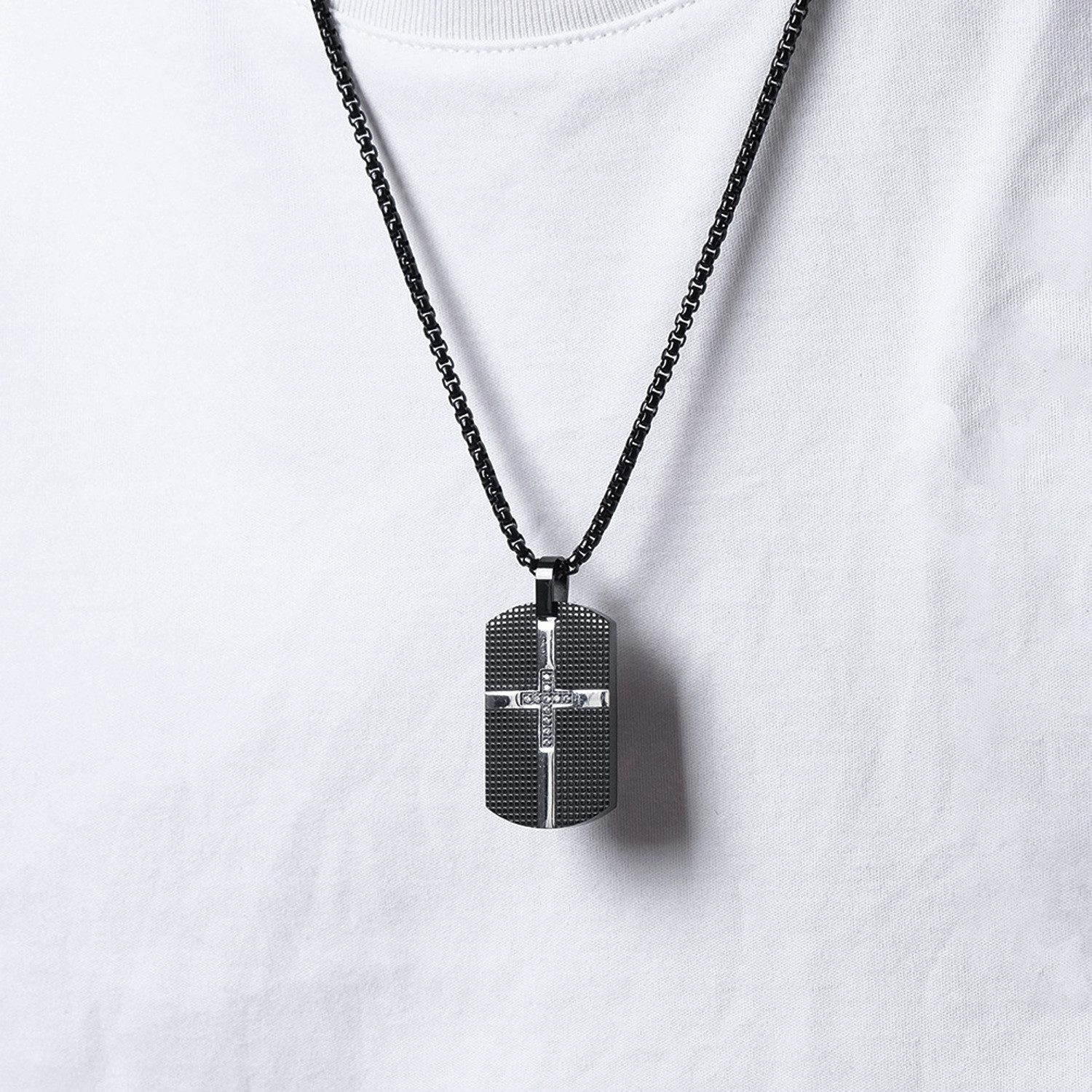 KARMA Kette mit Anhänger Halskette Schwarz Herren Edelstahl 60 cm (wasserfe günstig online kaufen