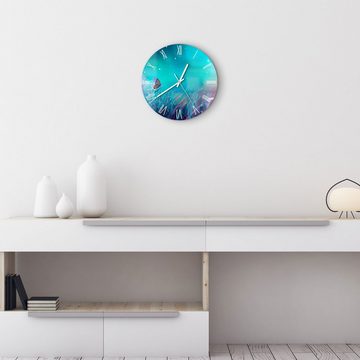 DEQORI Wanduhr 'Märchenhafte Wiese' (Glas Glasuhr modern Wand Uhr Design Küchenuhr)