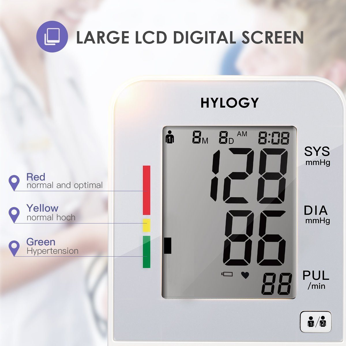 HYLOGY Oberarm-Blutdruckmessgerät MD-H12