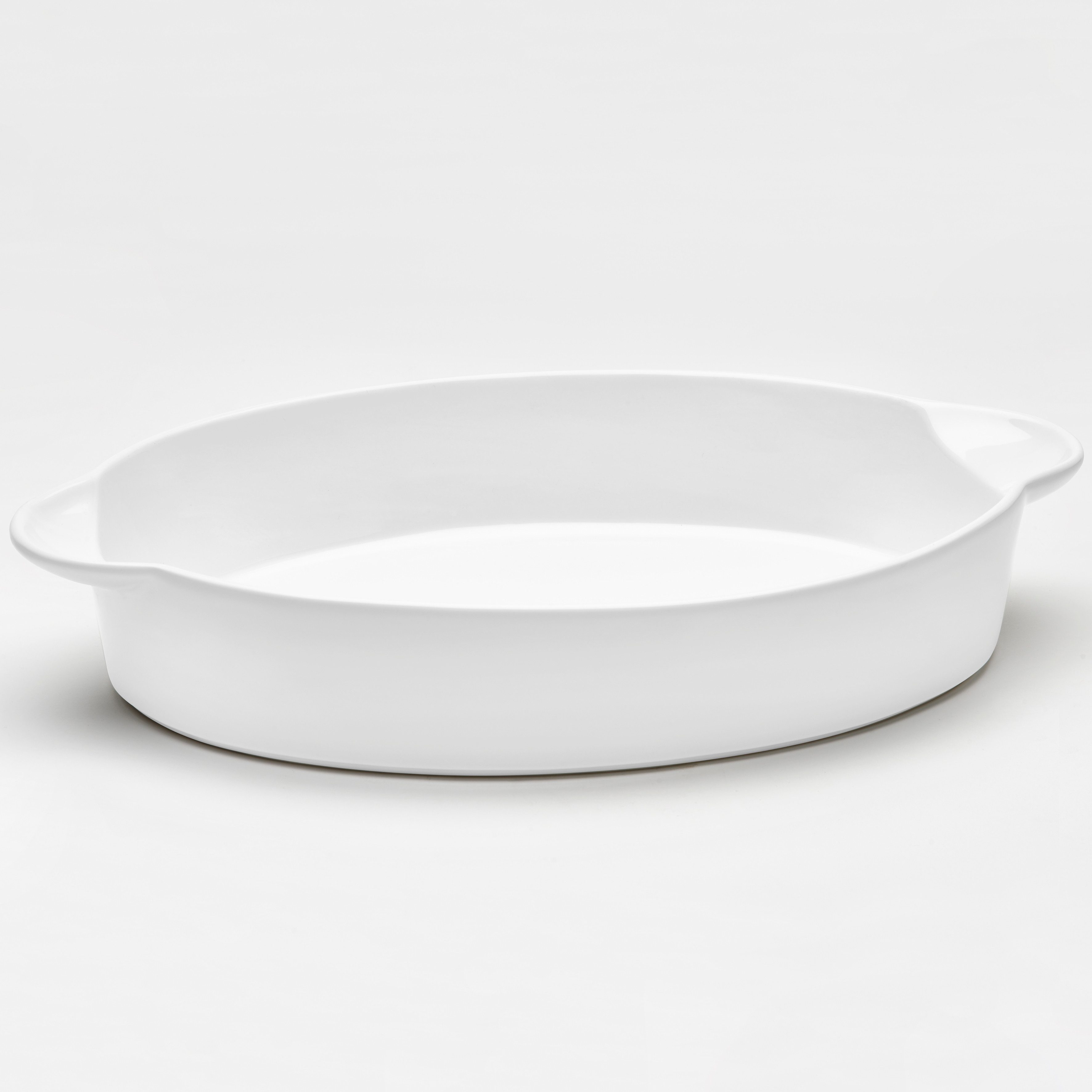 van Well Auflaufform Backform oval, 40 x 26x 7,5 cm, Porzellan, (1-St), weiß glänzend, spülmaschinen- und mikrowellengeeignet
