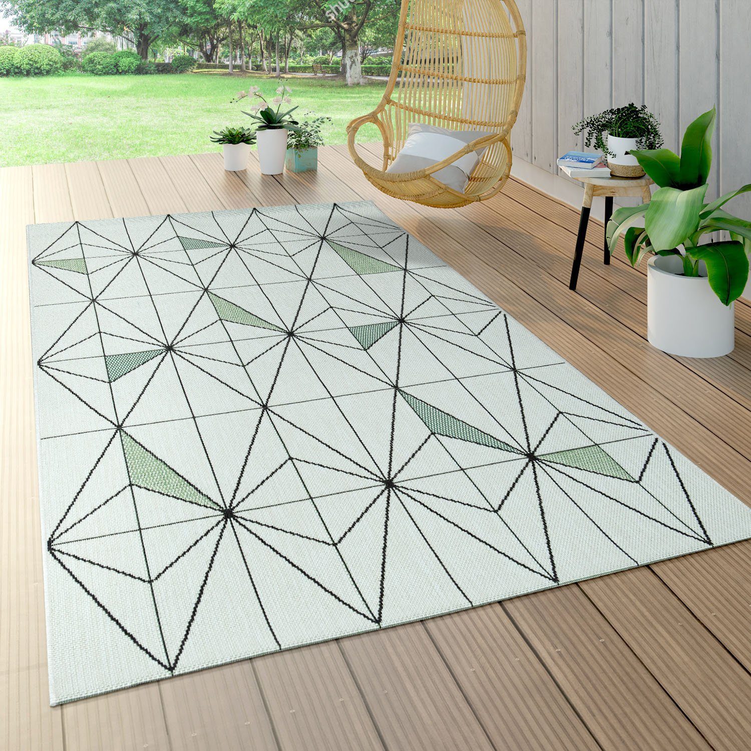 Home, 539, Design, Teppich Ostende rechteckig, mm, 4 Flachgewebe, Outdoor und modernes Paco geeignet In- Höhe: geometrisches