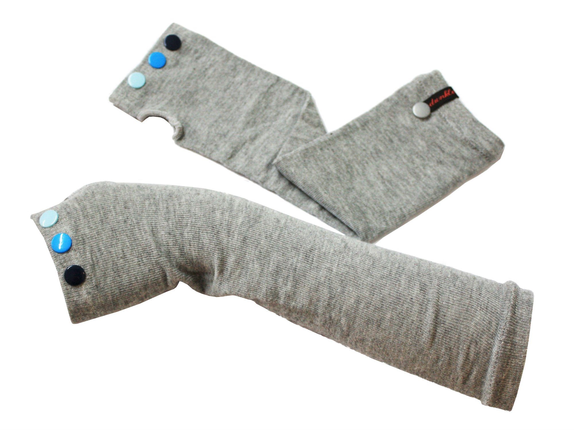 dunkle design Armstulpen Fingerlose Handschuhe Strick Stulpen mit Nieten Grau Blau