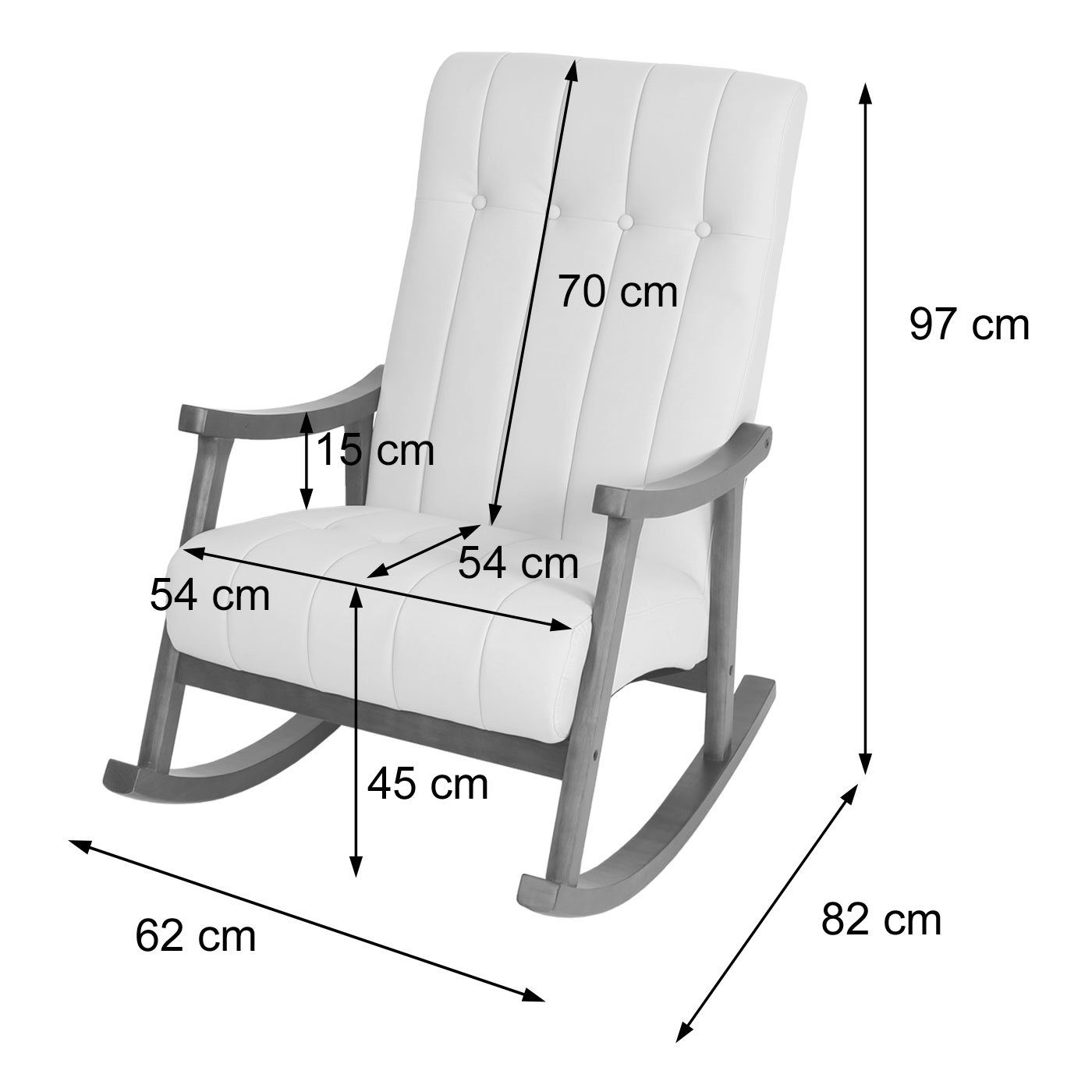 Maximale Große MCW-K10, Mit 130 Belastbarkeit: kg Armlehnen, MCW Sitzfläche, Schaukelstuhl