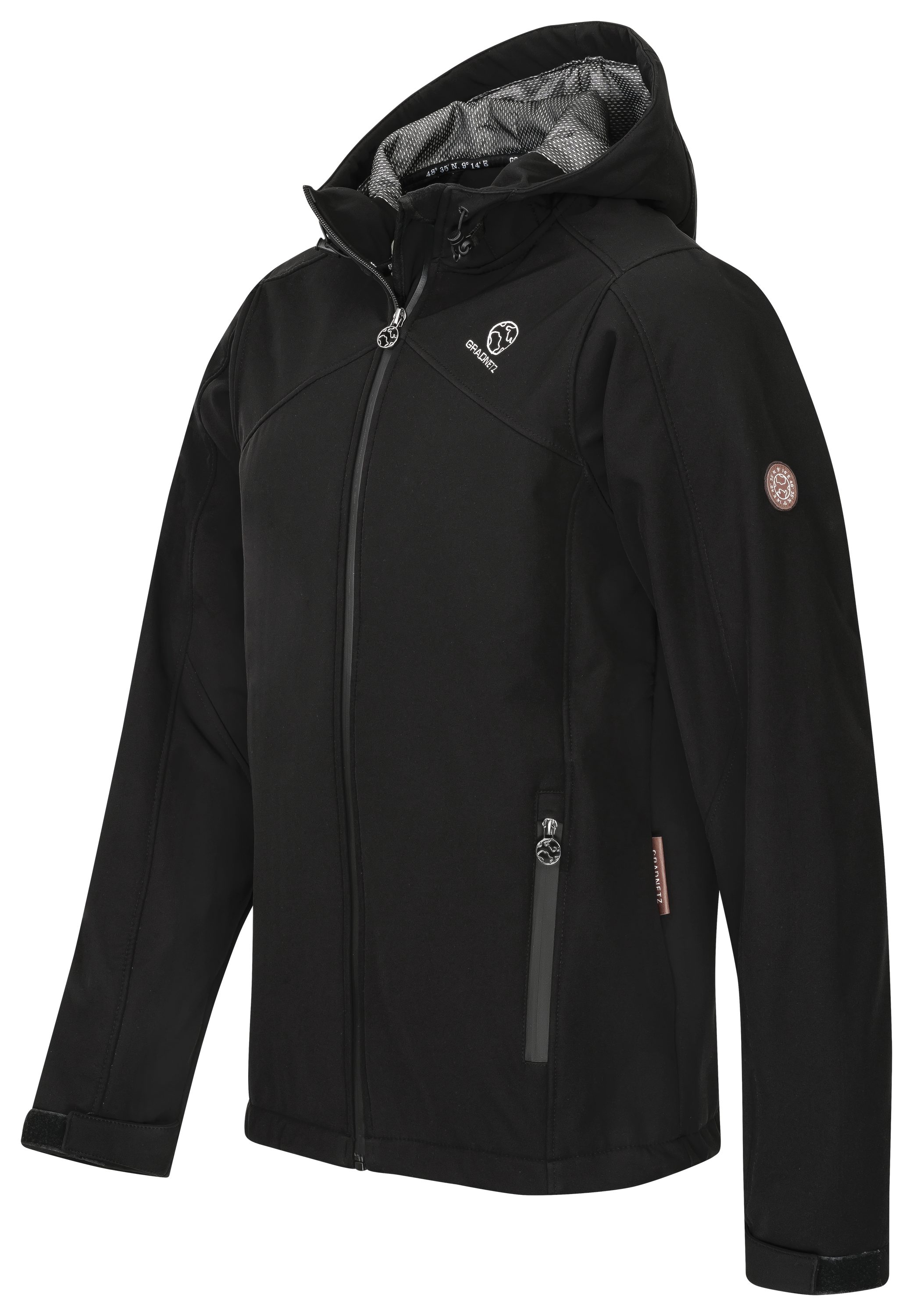 Gradnetz Softshelljacke Herren schwarz (1-St) Kapuze mit Gummizug günstig online kaufen