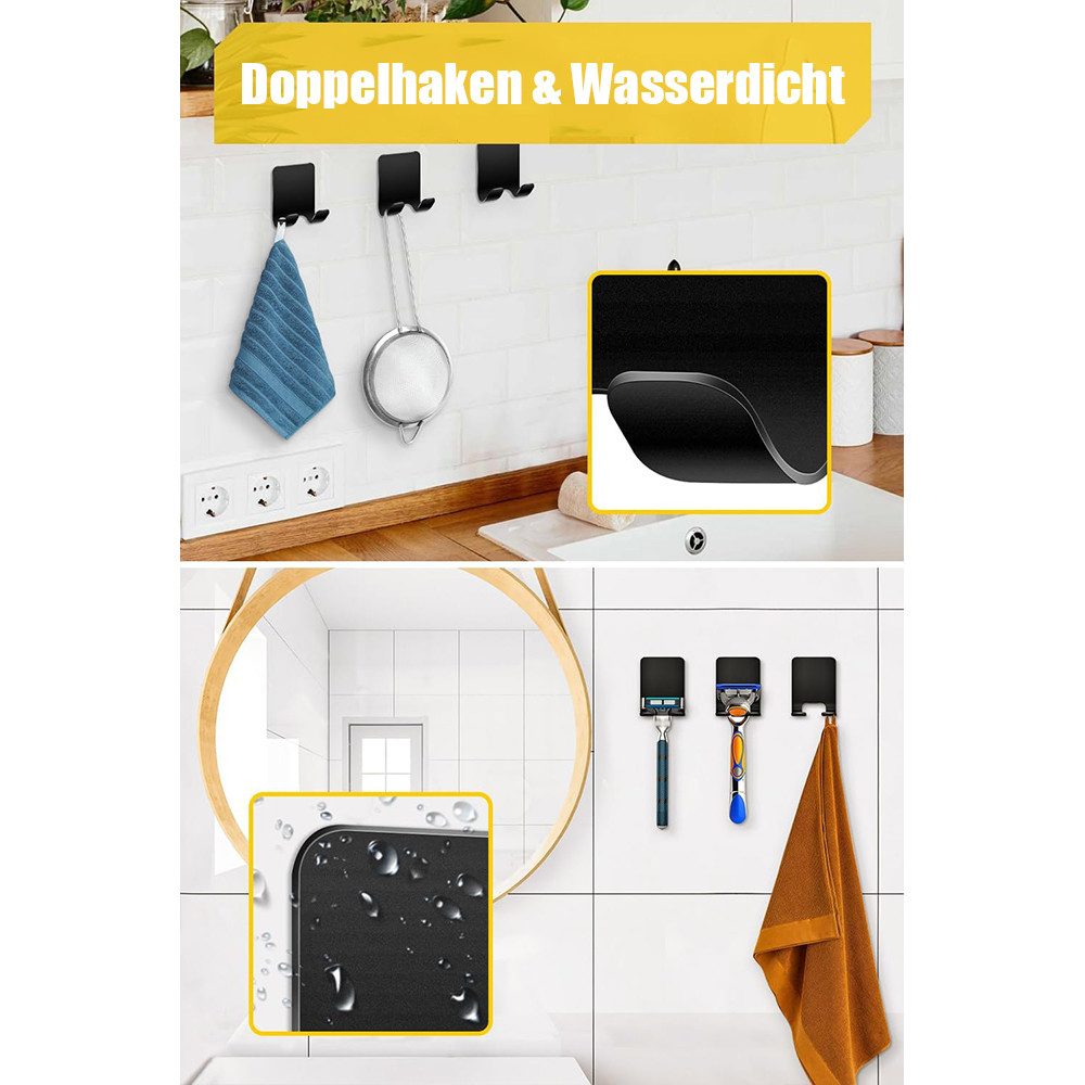 TUWENA Handtuchhaken 4 Stück Rasierer Halterung Dusche Haken, Edelstahl Rasierer Halter, Edelstahl Rasierer Hänger ohne Bohren, für Tür Wand Badezimmer, Küche – Bild 4 von 5