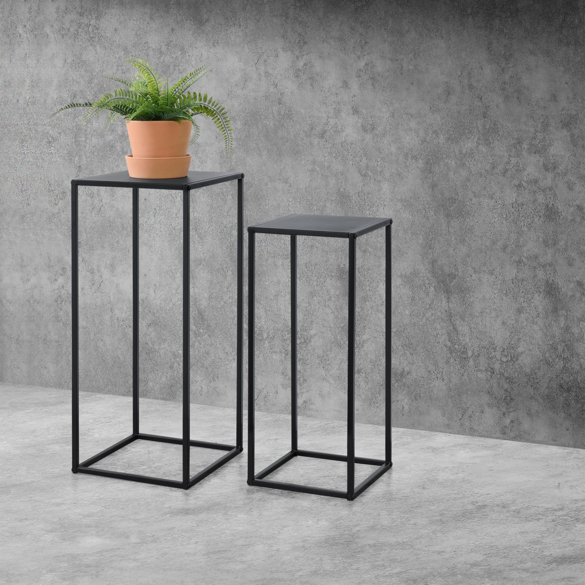 en.casa 2er Säulentisch »Farsund« Pflanzenständer schwarz Set), (2-St., Beistelltisch