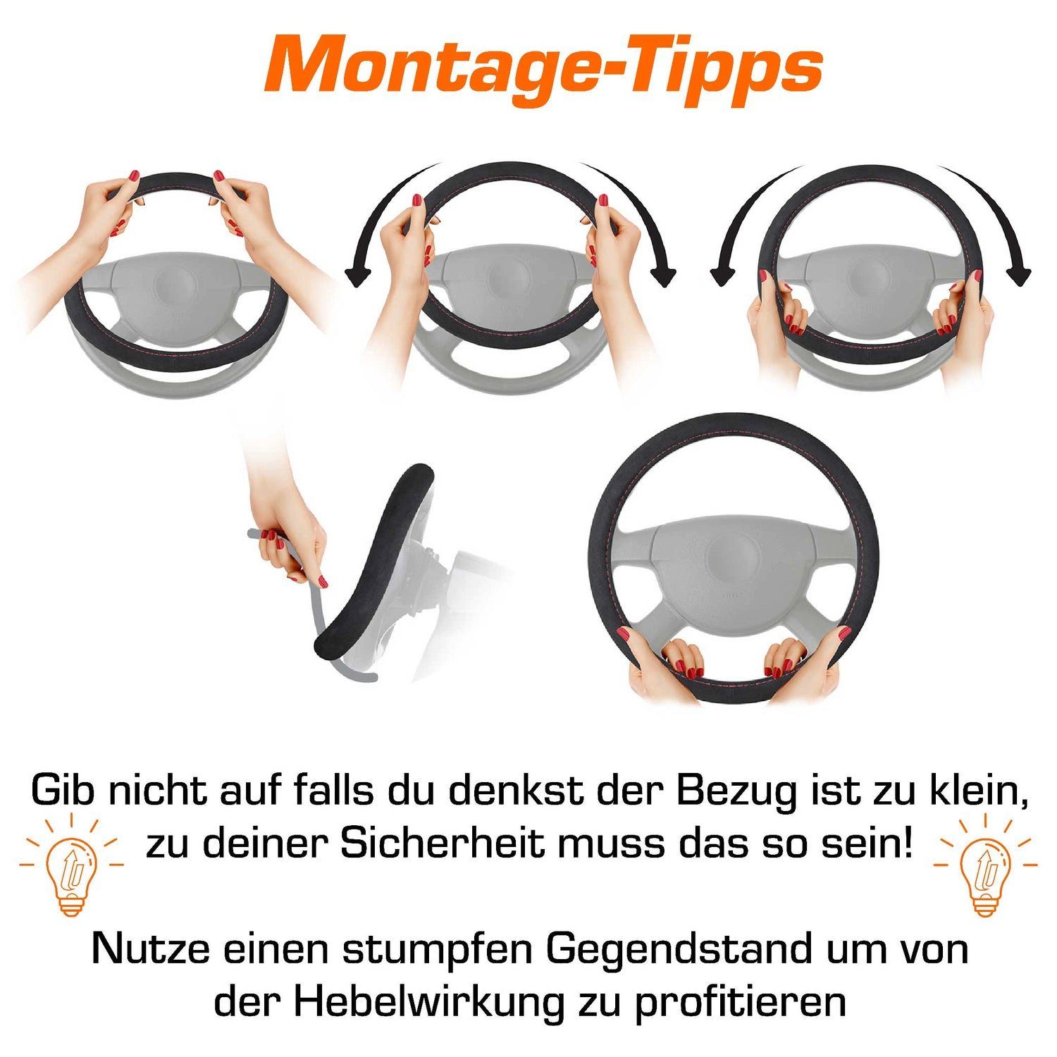 Upgrade4cars Lenkradbezug Alcantara Optik, 39,00 Sportlich-Elegante cm, Wildlederähnliche - Struktur 37,00 Ø Grau