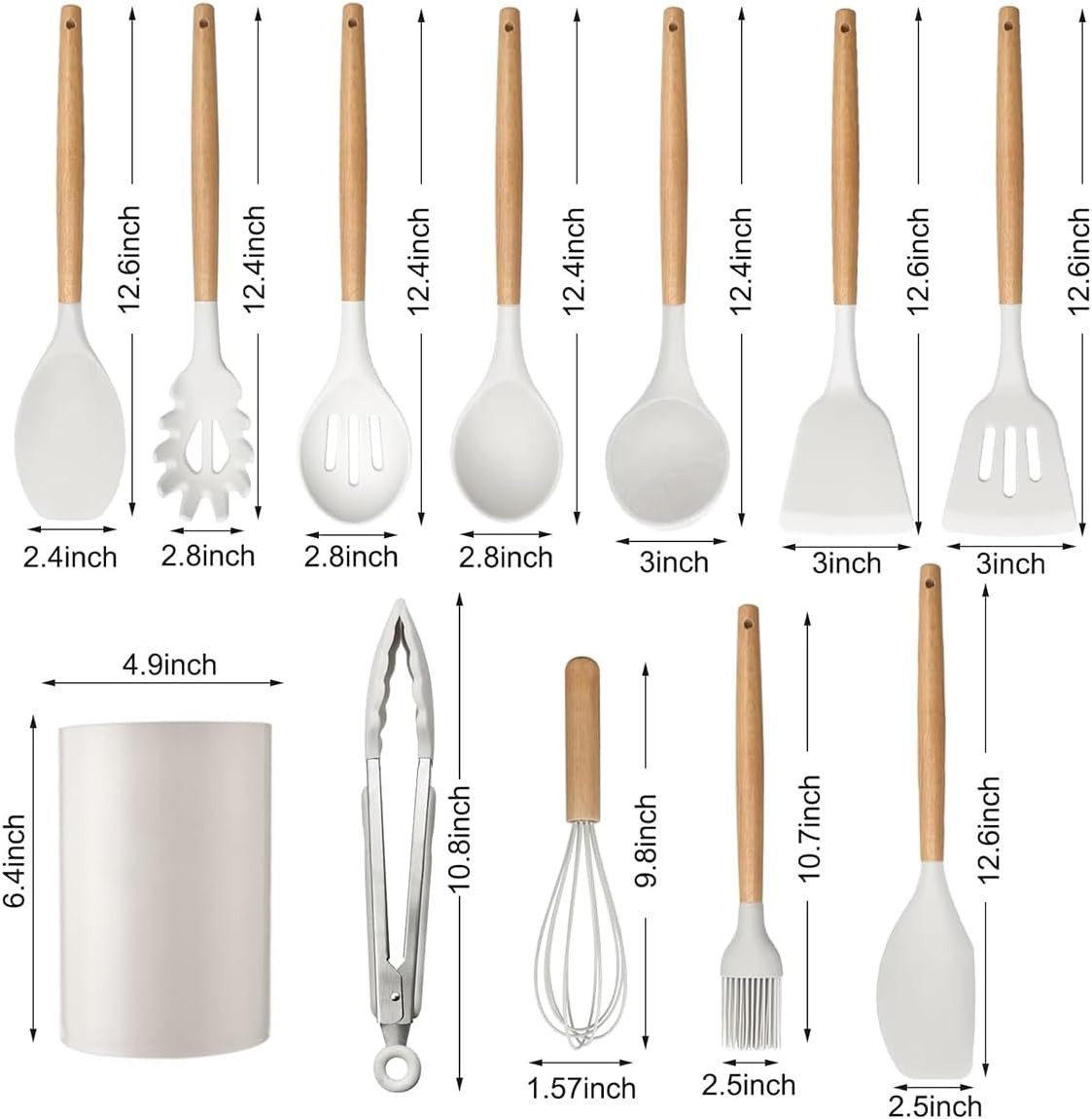Zyronn Kochbesteck-Set Kochlöffel Set Silikon 12-teilig – Küchenhelfer Set Kleine Größe (12-tlg) – Bild 2 von 5