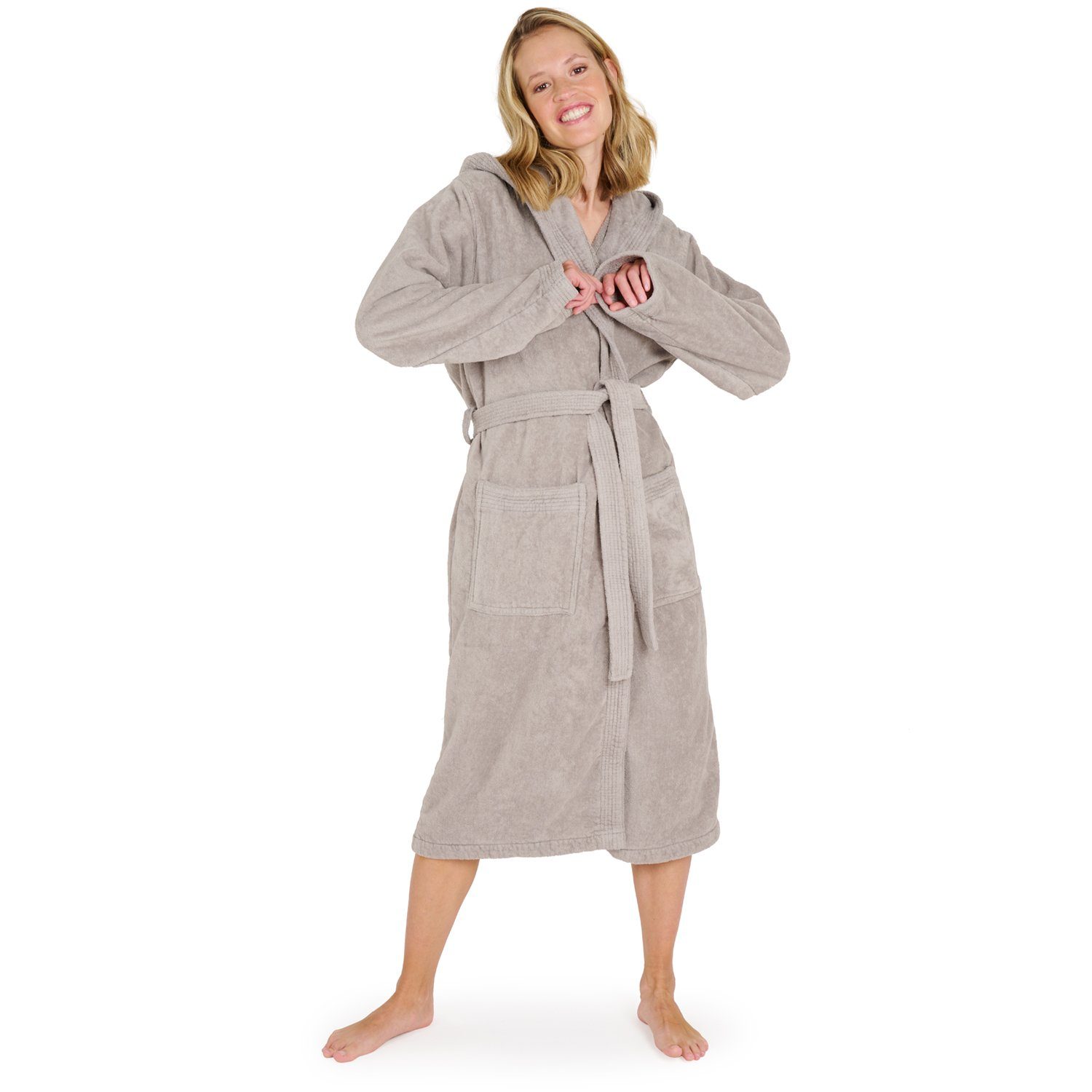 Blumtal Bademantel Damen, mit gefütterter Kapuze, Baumwolle, und samtigen F günstig online kaufen