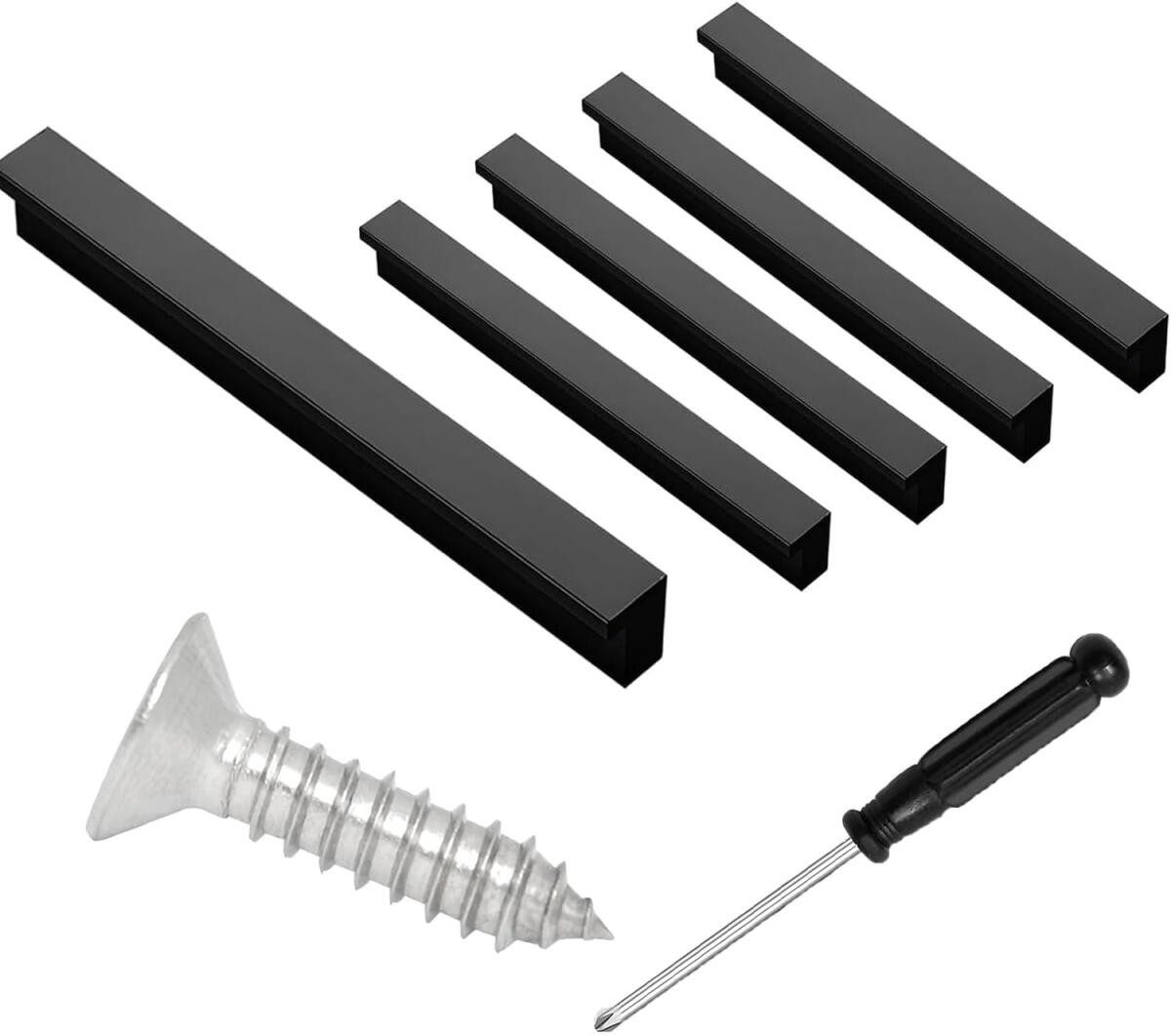 FELIXLEO Möbelgriff Möbelgriffe Schwarz 4 Stück Lochabstand 128mm für Schrank und Tür (1-St)