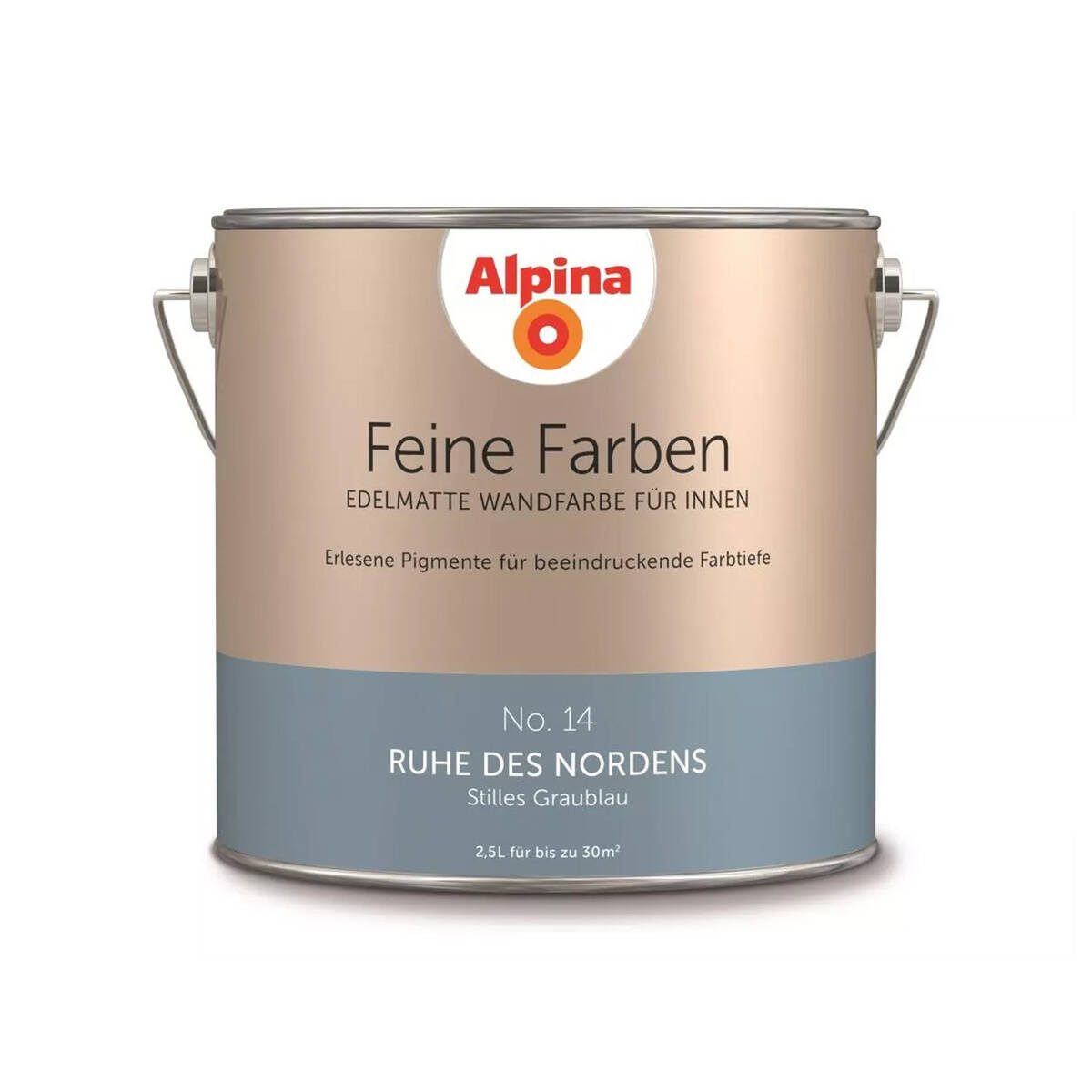 Alpina Wand- und Deckenfarbe Stilles Graublau No. 14, Matt, wasserbasiert, ohne Grundierung, hochdeckend