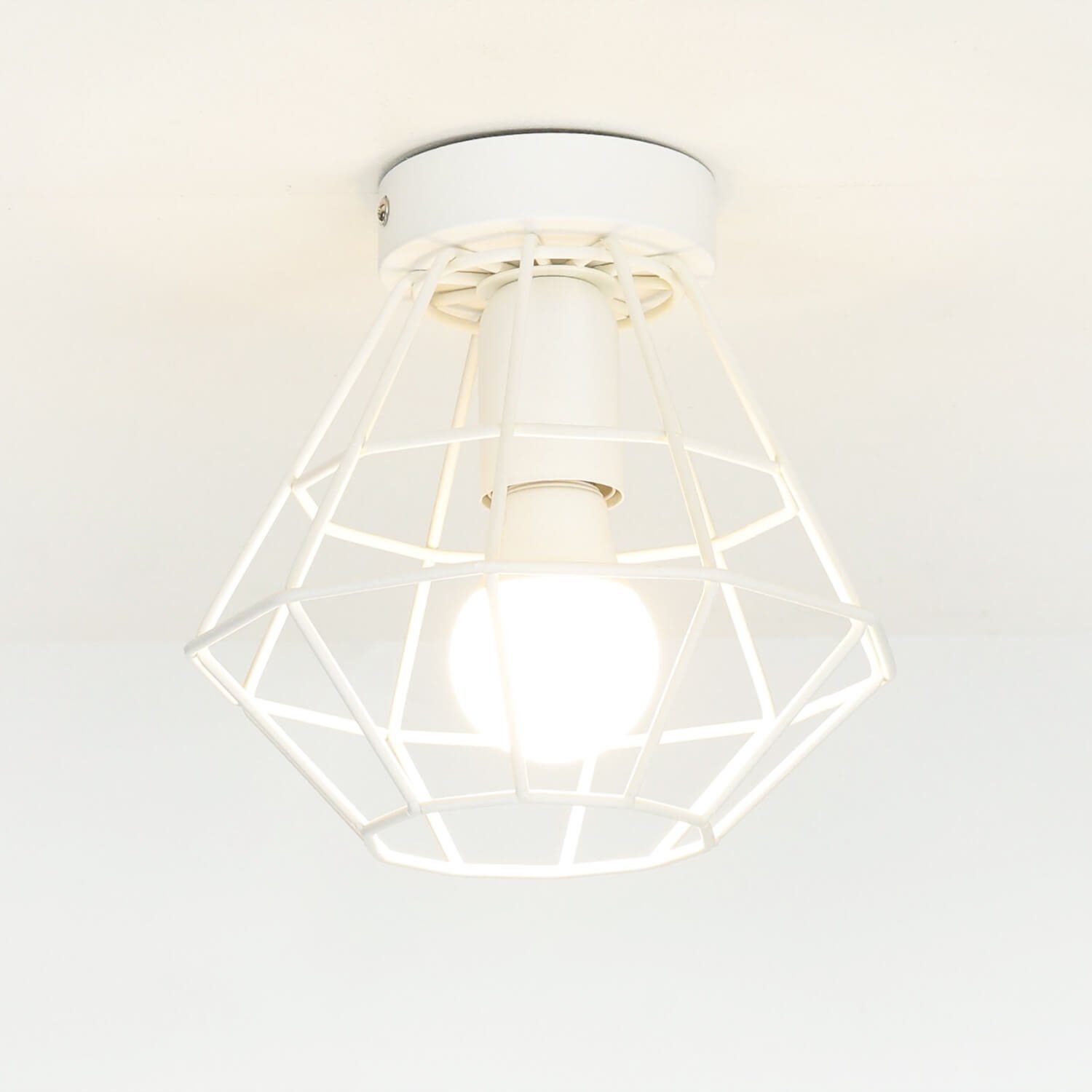 ohne Esstisch Leuchtmittel, Licht-Erlebnisse Lampe Wohnzimmer Deckenleuchte BRICK, Metall Weiße modern Deckenlampe