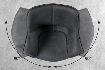 riess-ambiente Polsterstuhl THE DUTCH RETRO antik grau / schwarz (Einzelartikel, 1 St), Esszimmer · Microfaser · Metall · mit Armlehne · 180° drehbar · Retro