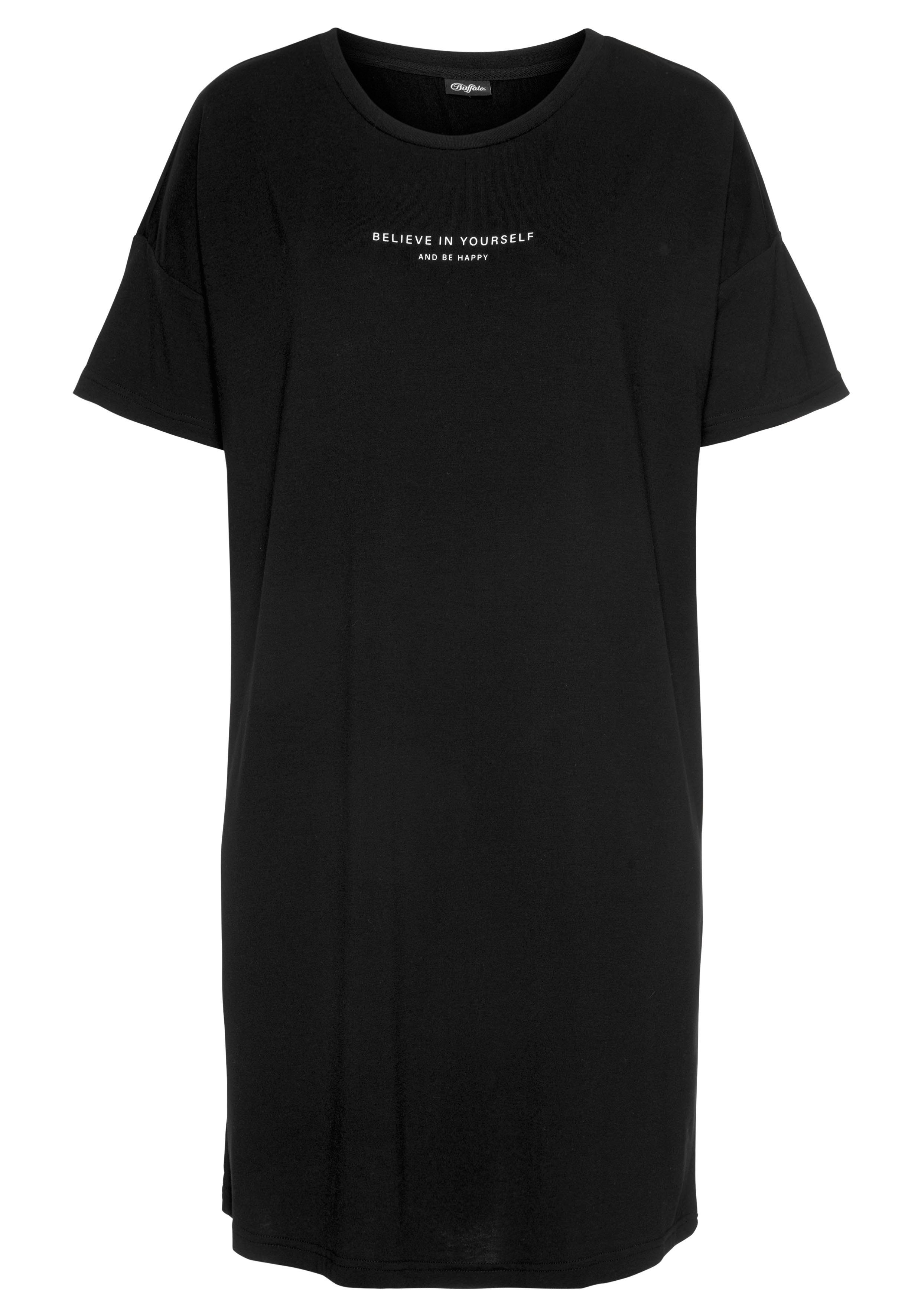 Buffalo Nachthemd mit Statement-Print schwarz