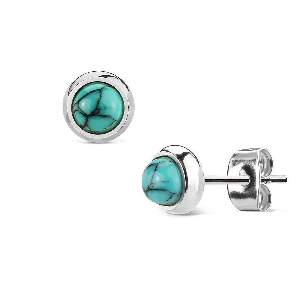 Creolen-Set Ohrstecker Türkis Silber aus Edelstahl Unisex