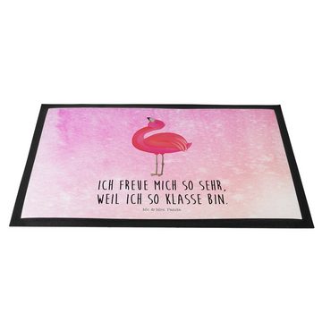 Fußmatte Flamingo stolz - Aquarell Pink - Geschenk, Haustürmatte, Mama, Türvor, Mr. & Mrs. Panda, Höhe: 0.6 mm