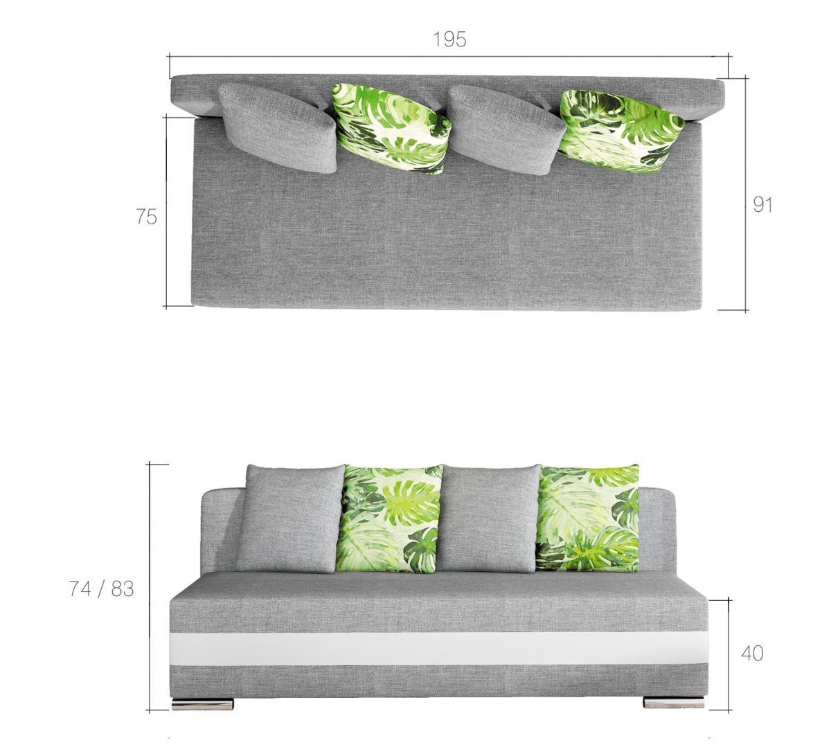 Grau/Weiß Luxusbetten24 mit Schlaffunktion Carina, Sofa