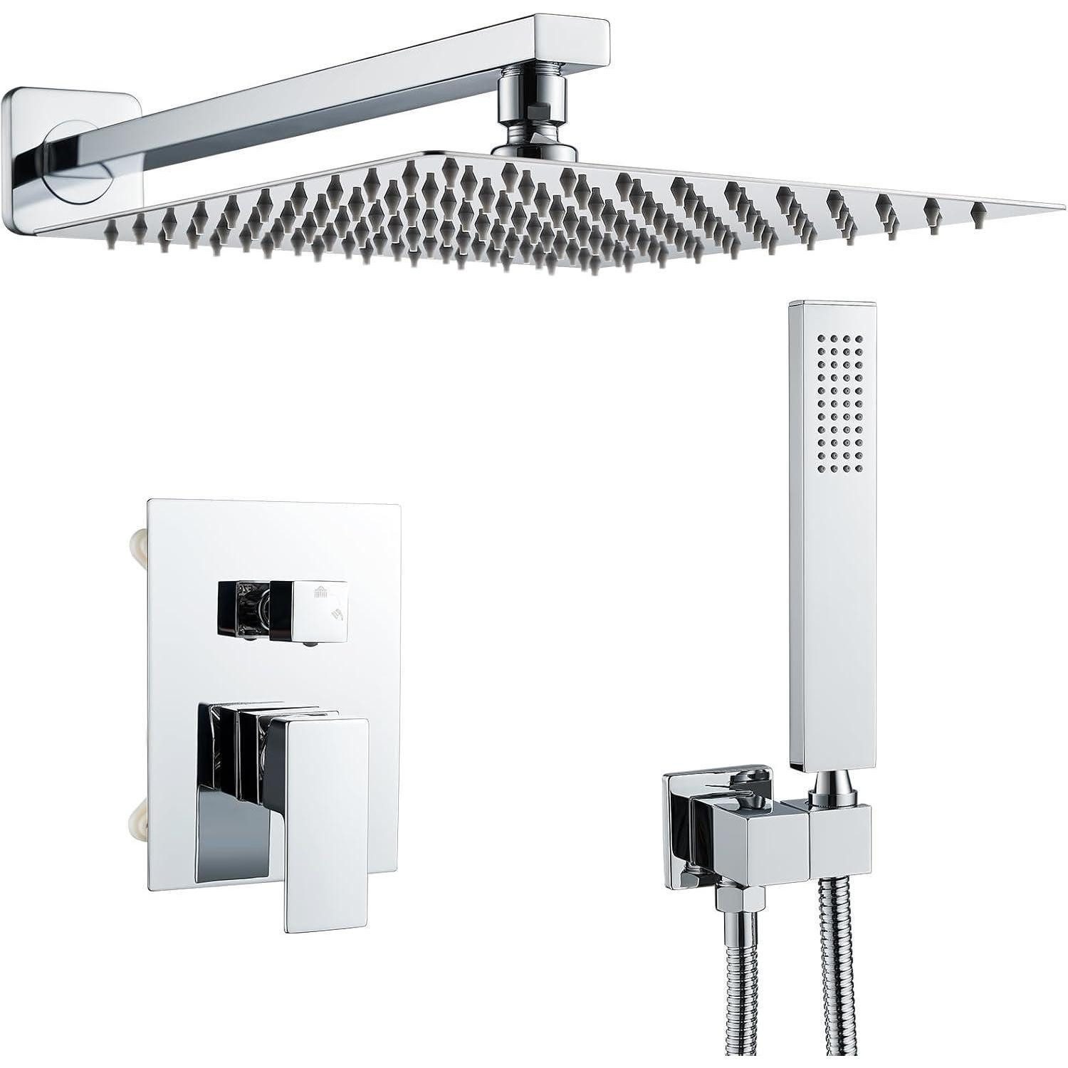 LuxusKollektion Unterputzarmatur Unterputz Regendusche Duschsystem mit Kopf- und Handbrause, Chrom