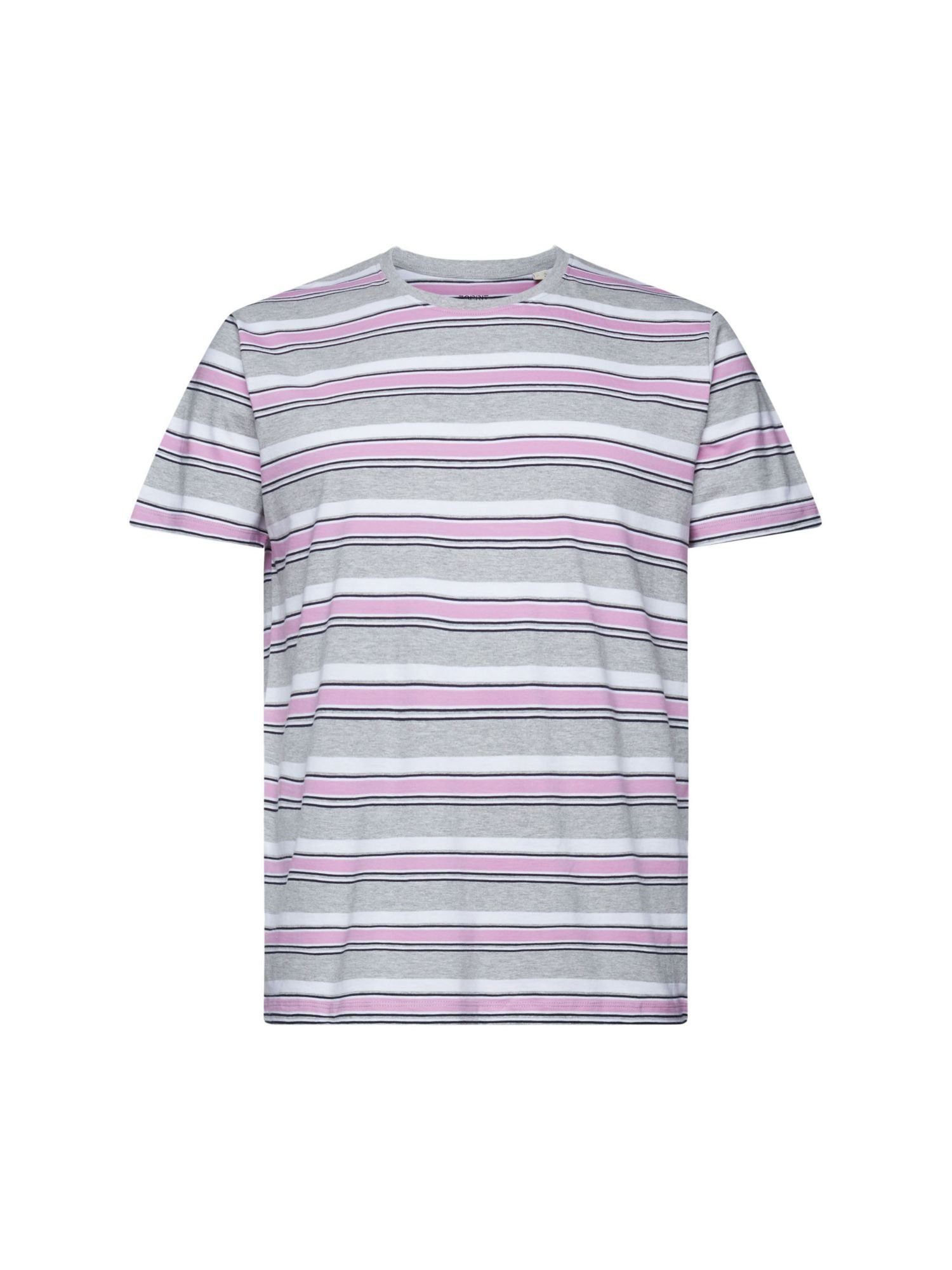 Gestreiftes edc T-Shirt LILAC Baumwolle T-Shirt nachhaltiger by Esprit aus (1-tlg)