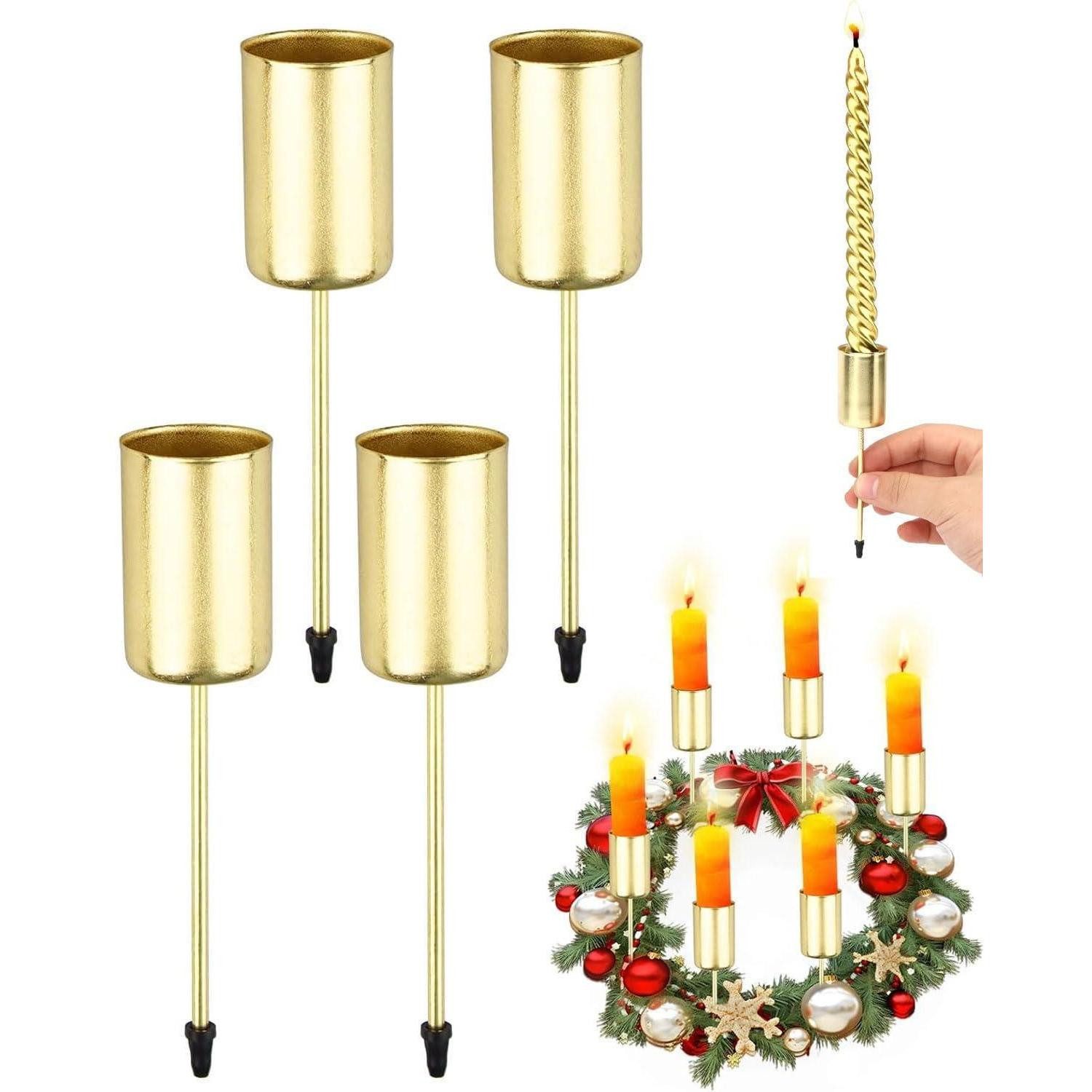 LuxusKollektion Adventskranz Kerzenhalter Adventskranz 4er Set Metall 7cm